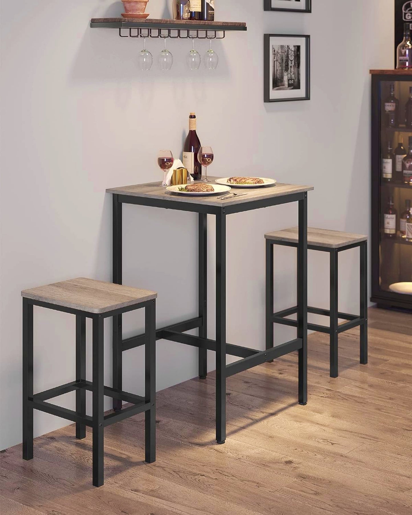 Kitchen Bar Table Square Industrial Breakfast Tall Table Black Metal Dining Coffee Furniture Pub Beer Stand