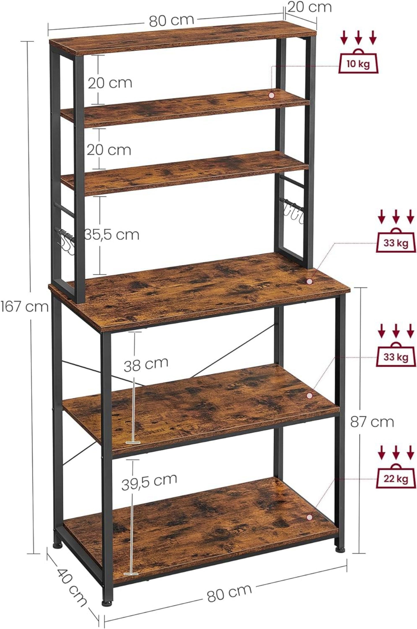 Industrial Kitchen Rack Coffee Machine Microwave Tall Island Fruit Storage Stand