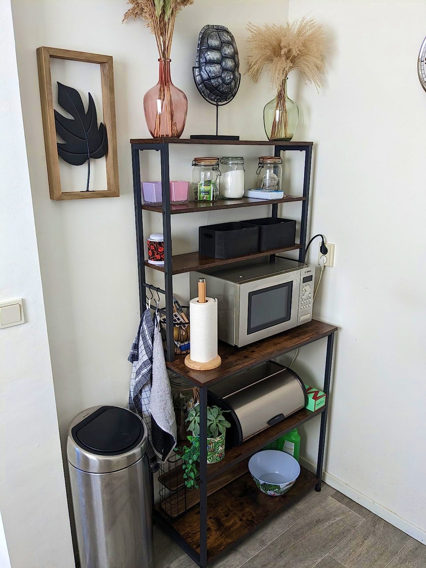 Industrial Kitchen Rack Coffee Machine Microwave Tall Island Fruit Storage Stand