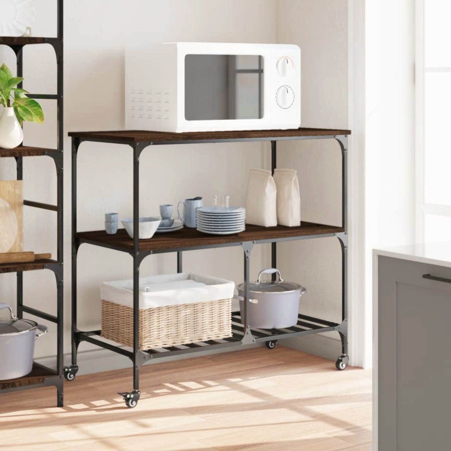 Kitchen Shelving Unit Industrial Breakfast Trolley Table Coffee Storage Island