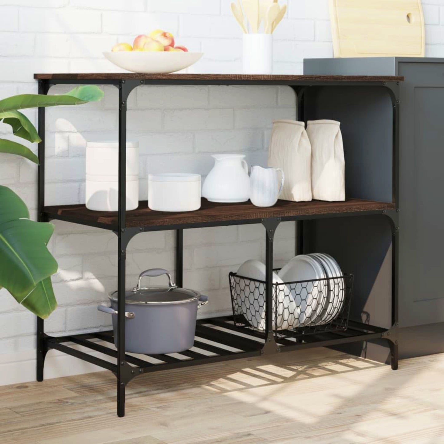 Kitchen Shelving Unit Industrial Breakfast Trolley Table Coffee Storage Island