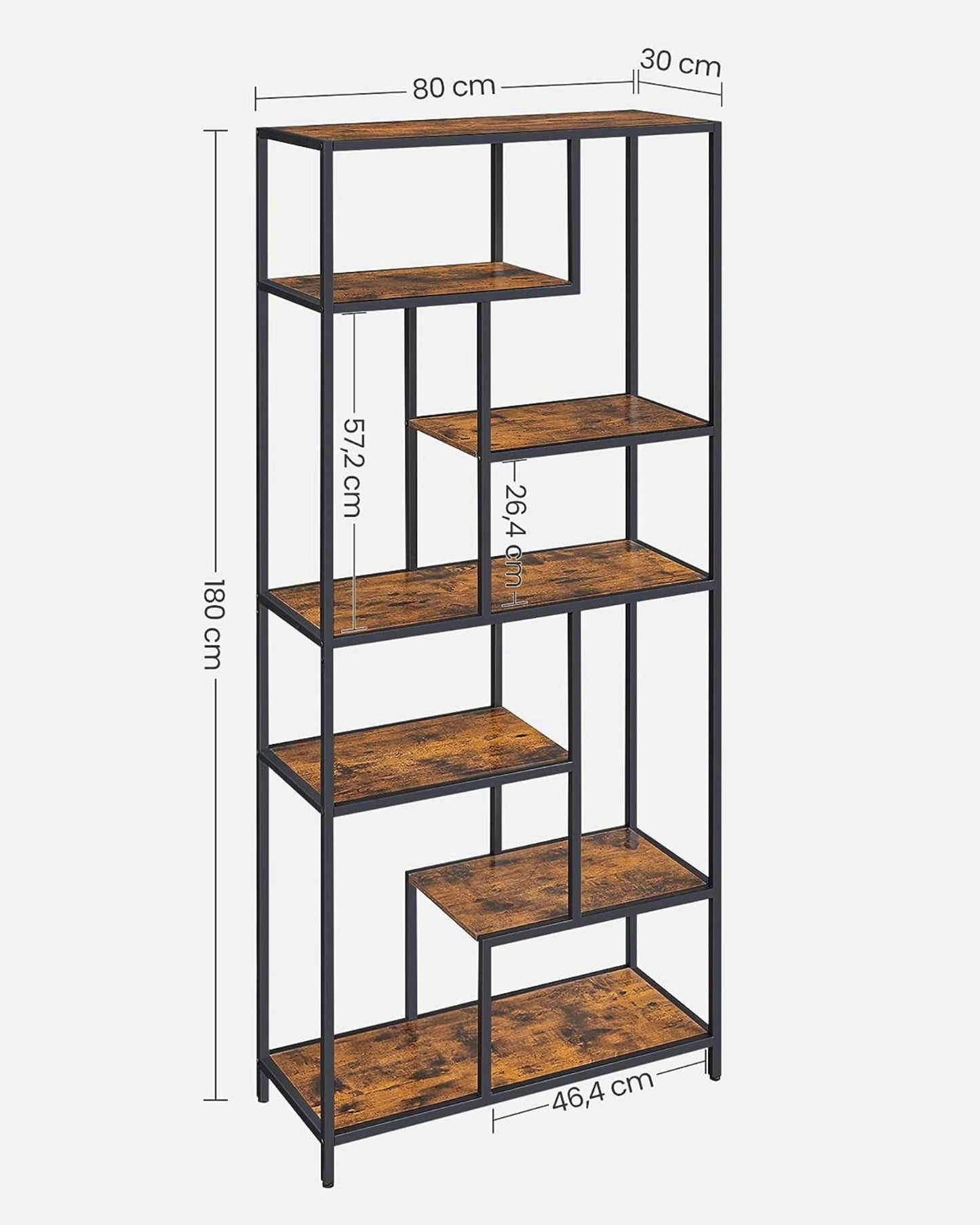 Large Industrial Bookcase Rustic Shelving Unit Lounge Display Storage Cabinet