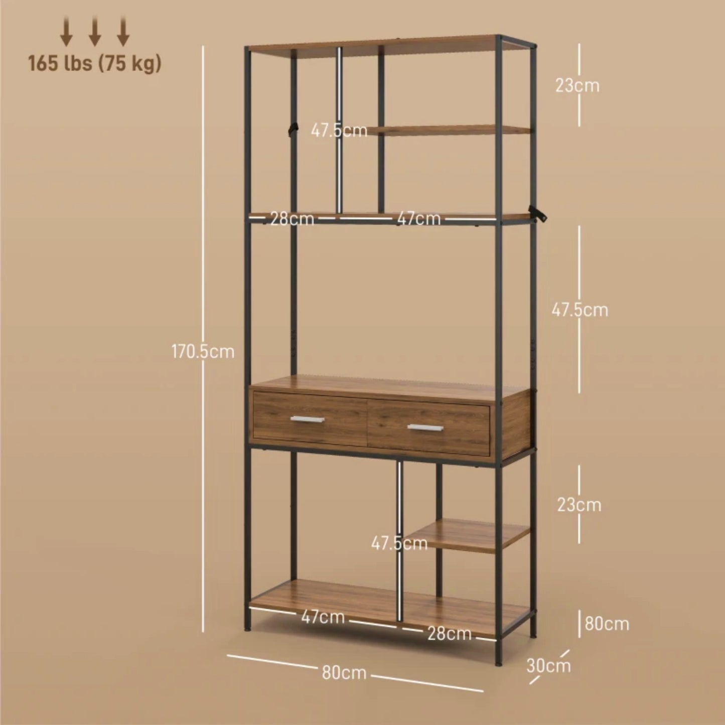 Large Shelving Unit Industrial Metal Bookcase Vintage Tall Storage Open Cabinet