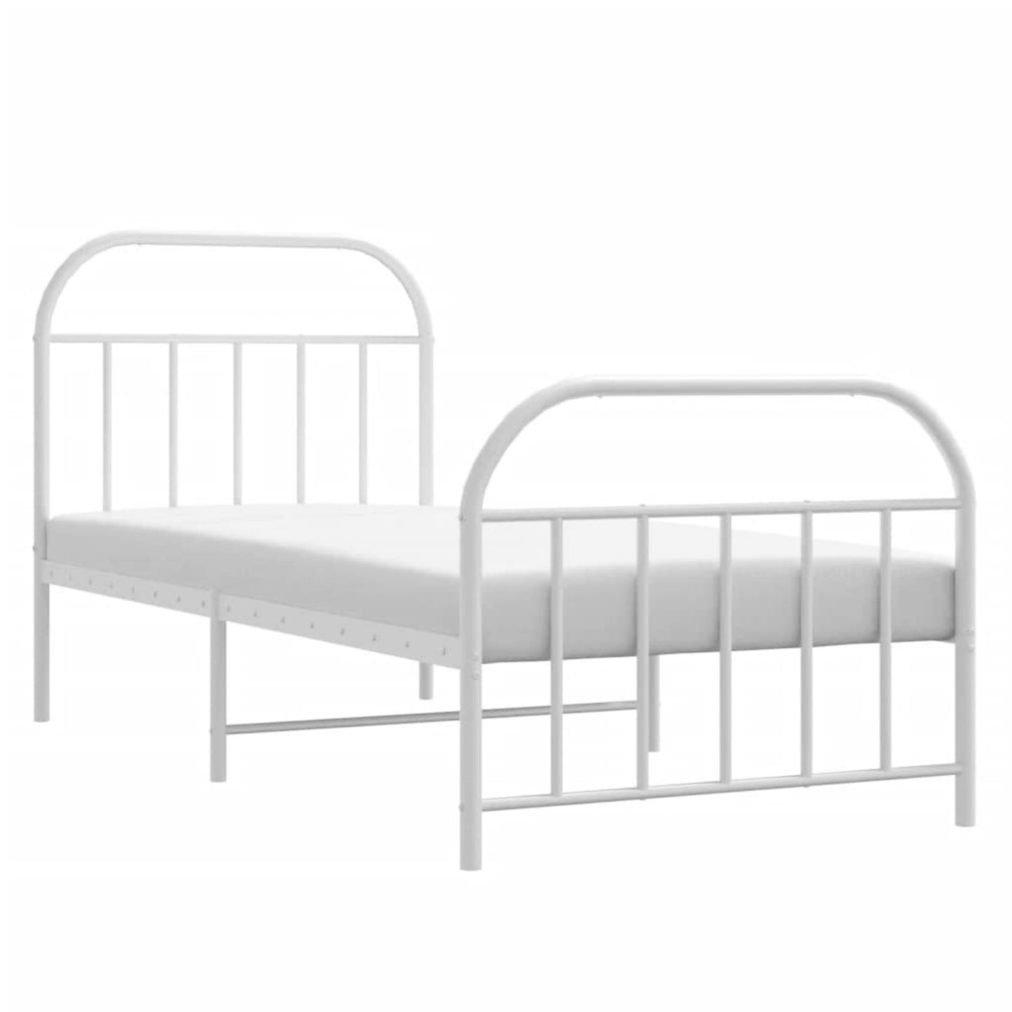 Metal Bed Frame White Single 3ft Bedstead Vintage Guest Room Teens Furniture