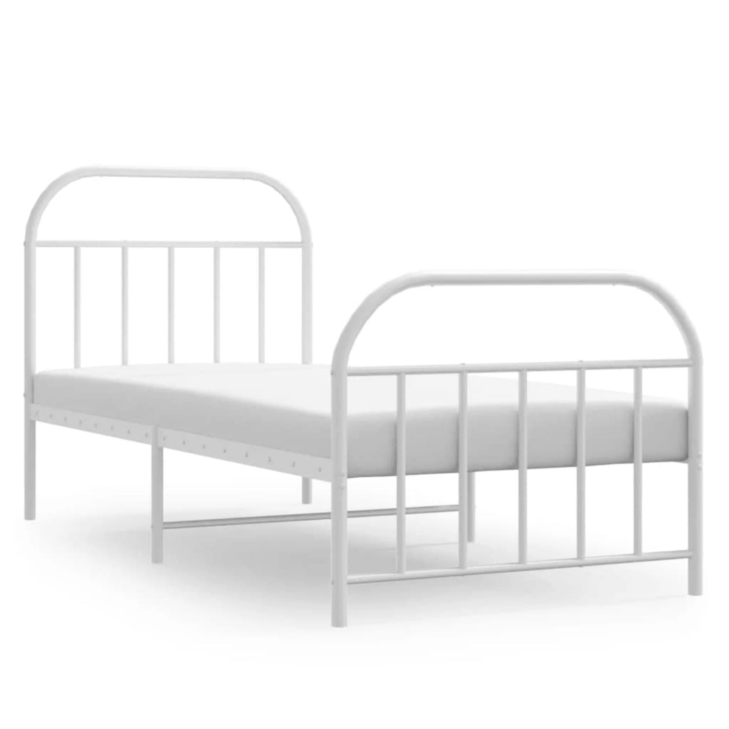 Metal Bed Frame White Single 3ft Bedstead Vintage Guest Room Teens Furniture