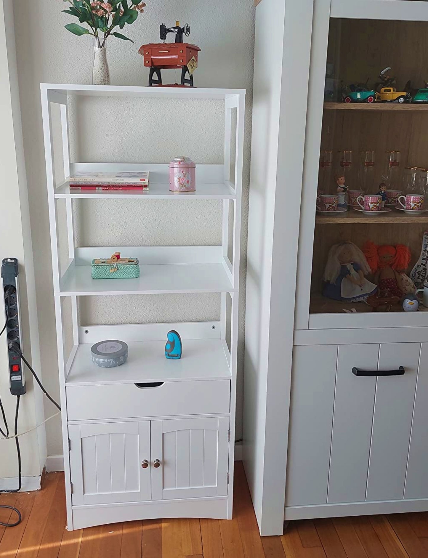 Large Storage Cabinet Modern Kitchen Bathroom Cupboard White Shelving Sideboard