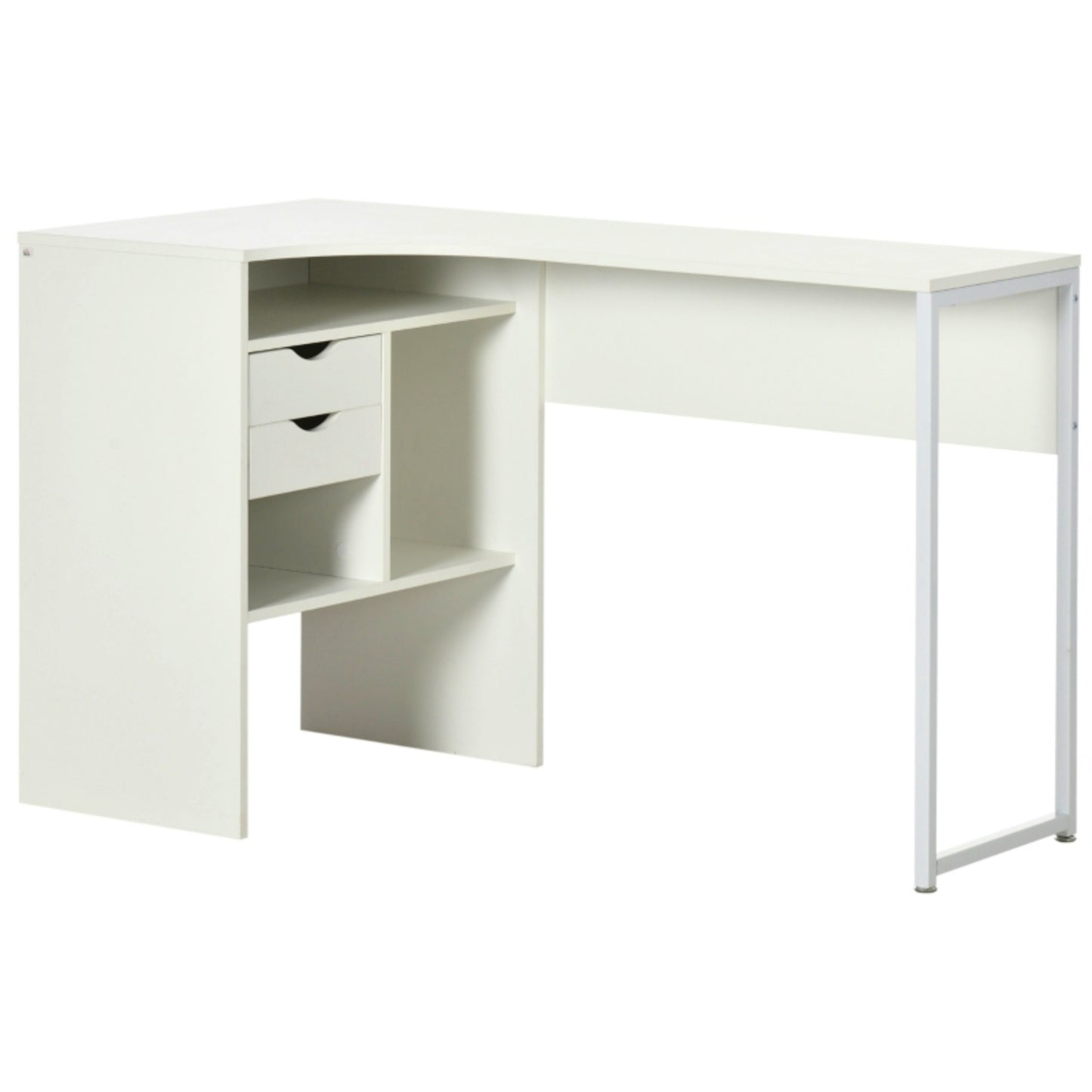 Contemporary Corner Desk White Laptop Study Workstation Large Home Office Table