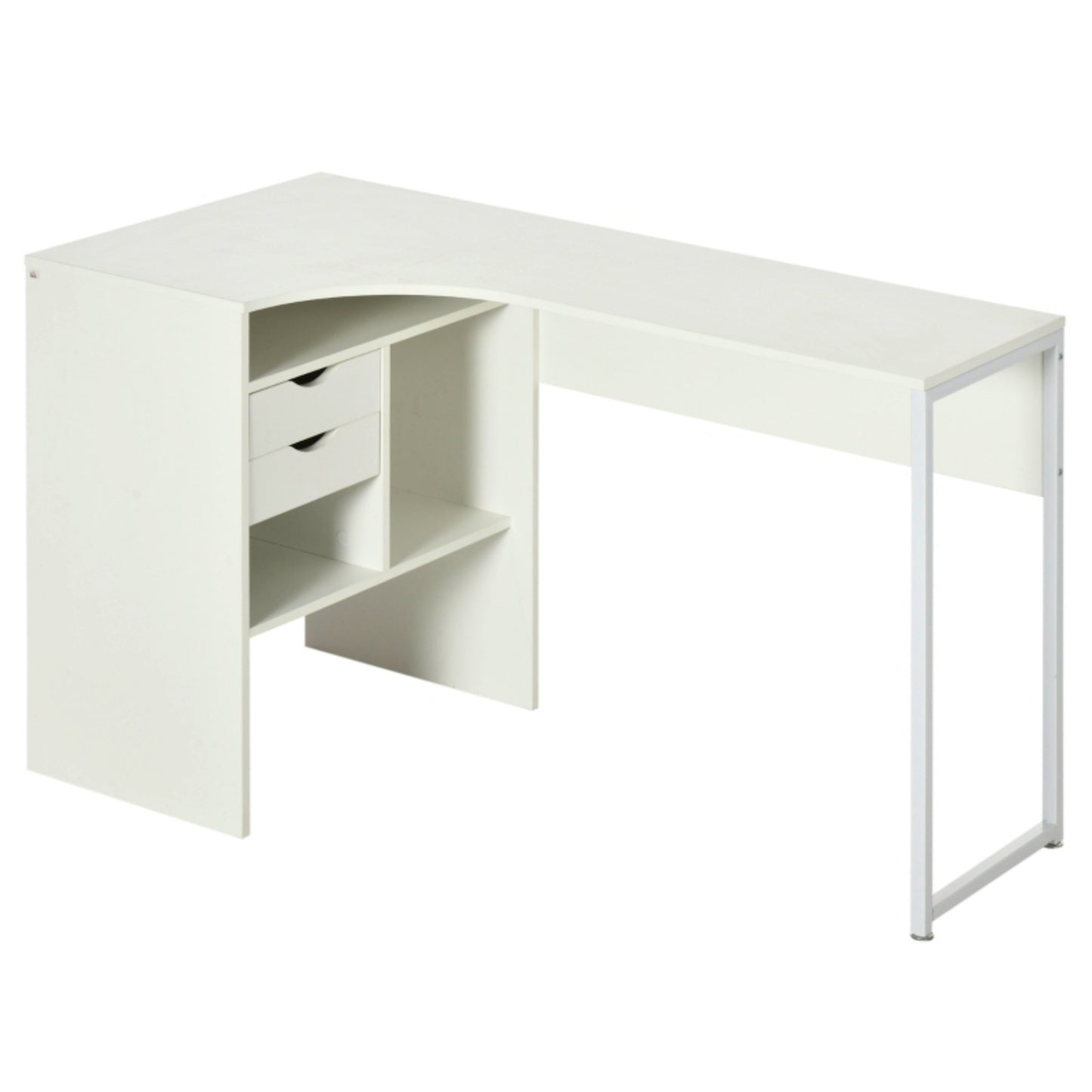 Contemporary Corner Desk White Laptop Study Workstation Large Home Office Table