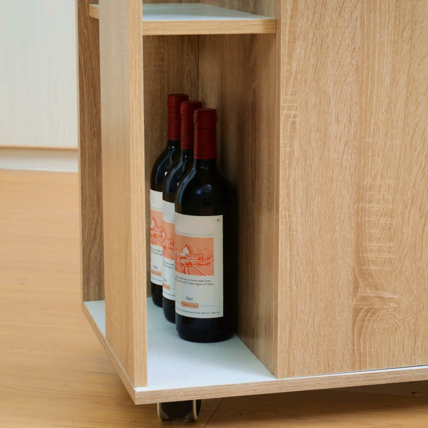 Kitchen Storage Trolley Modern Wine Cabinet Cart Rack Wooden Pantry Island