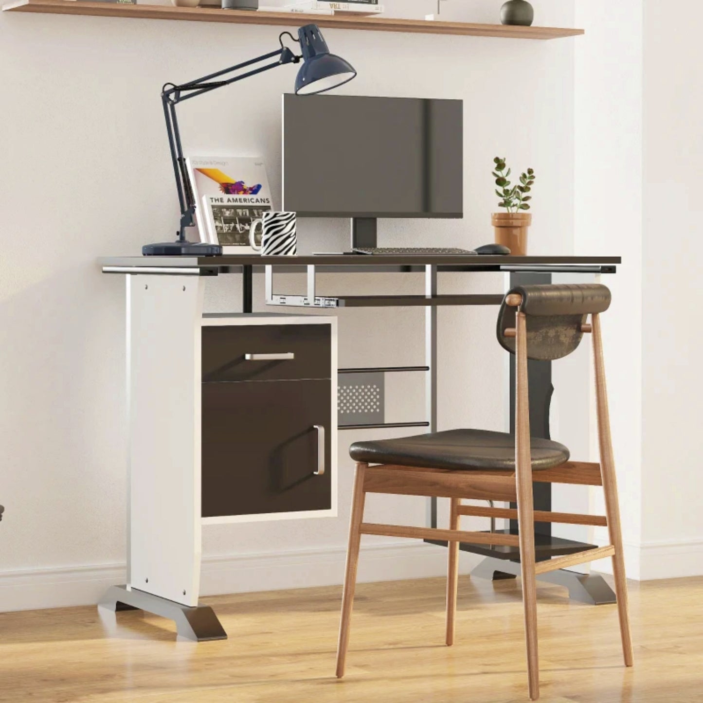 Compact Computer Desk Modern Laptop Gaming Unit Contemporary Pc Storage Table