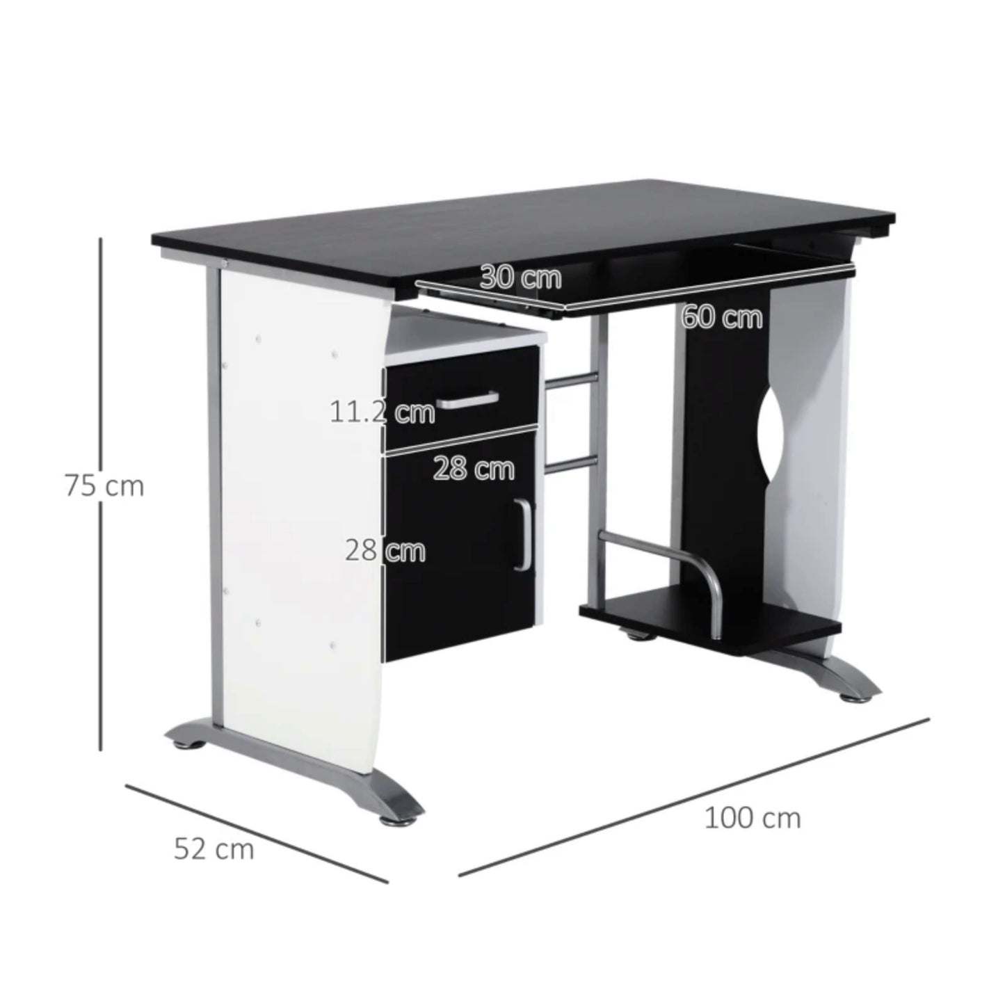 Compact Computer Desk Modern Laptop Gaming Unit Contemporary Pc Storage Table