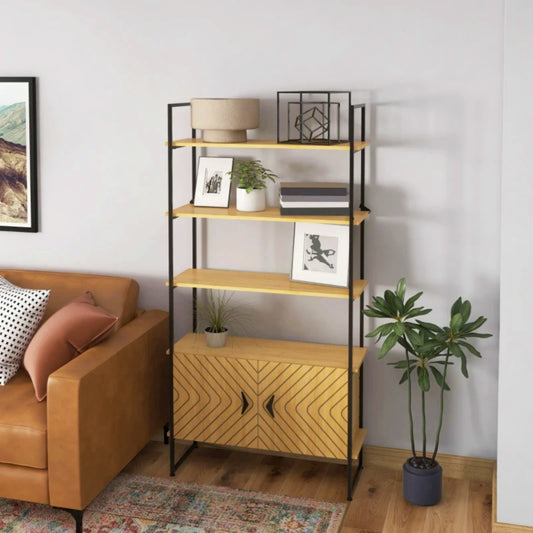 Retro Display Cabinet Modern Large Bookcase Industrial Shelving Unit Slim Storage Furniture