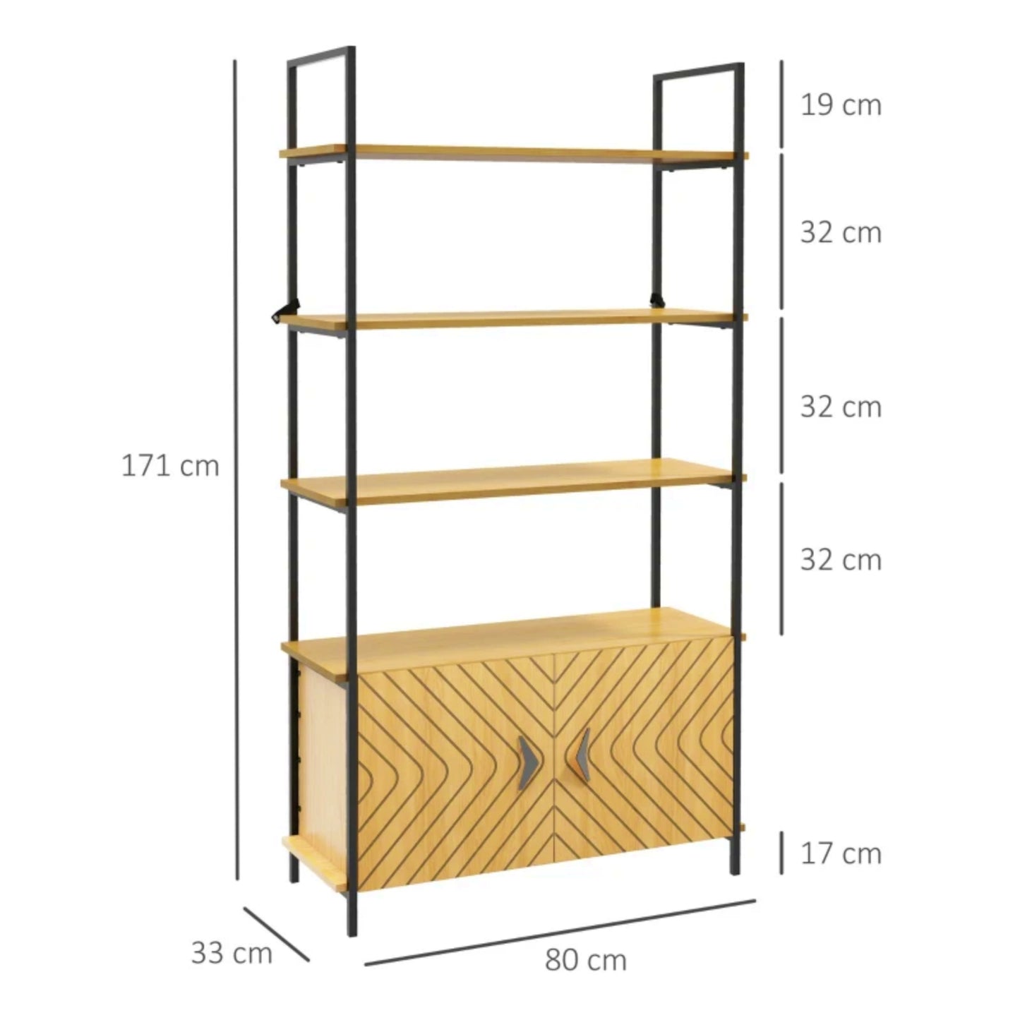 Retro Display Cabinet Modern Large Bookcase Industrial Shelving Unit Slim Storage Furniture