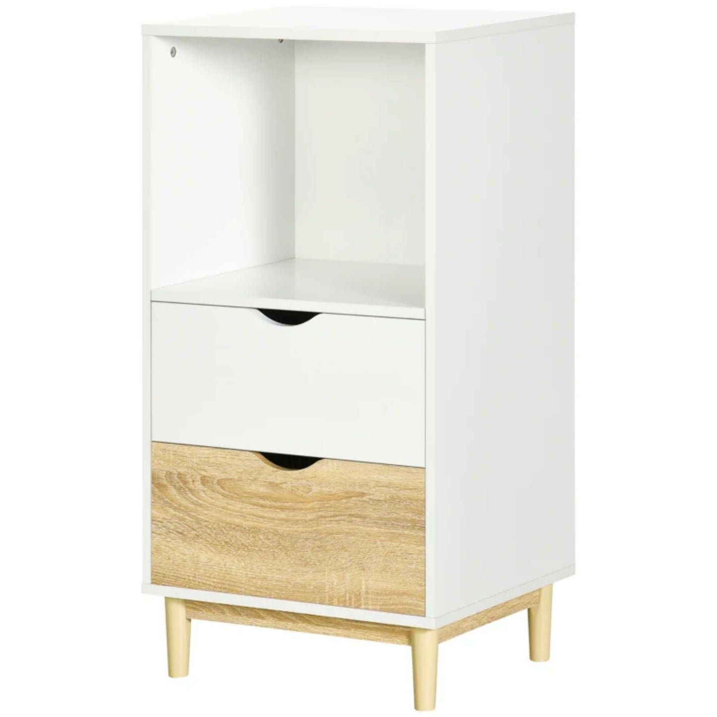 Modern Storage Cabinet White Small Bookcase Contemporary Bedside Table Shelving Unit