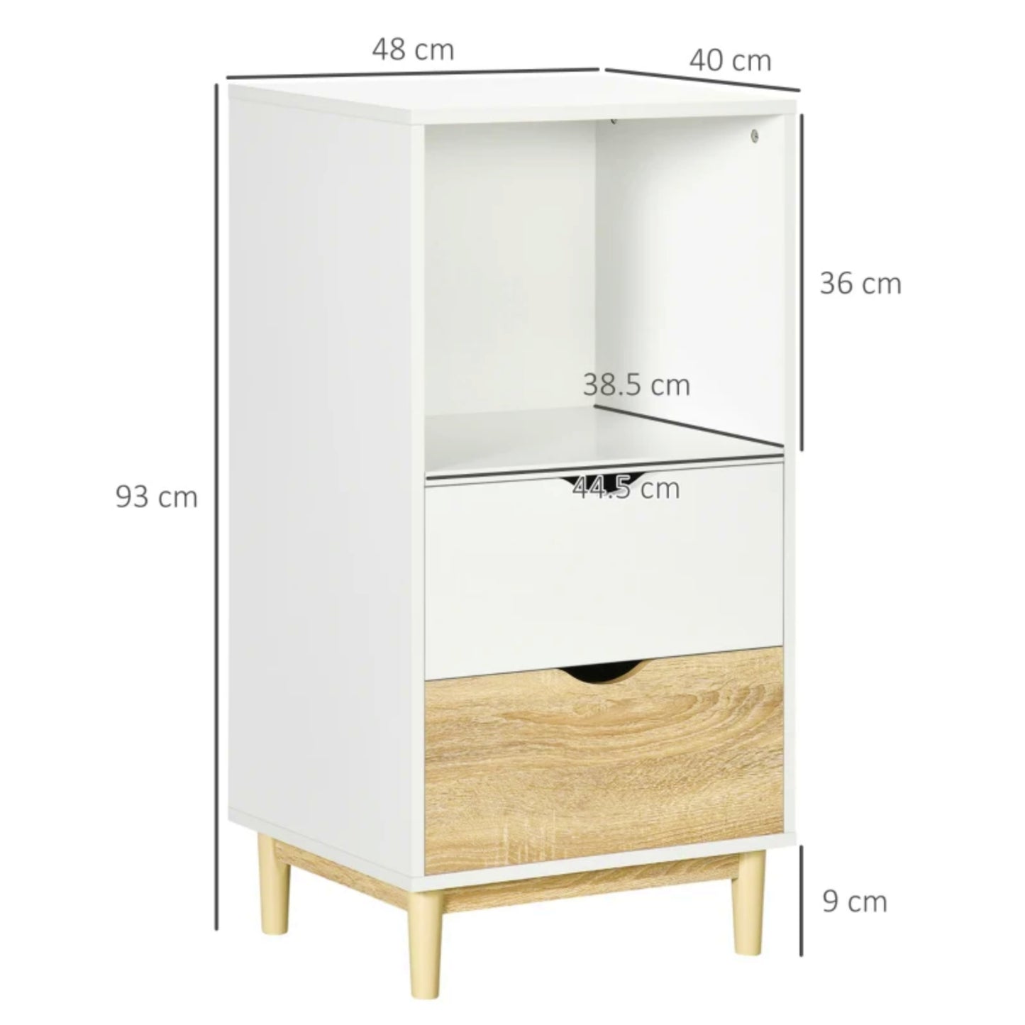 Modern Storage Cabinet White Small Bookcase Contemporary Bedside Table Shelving Unit