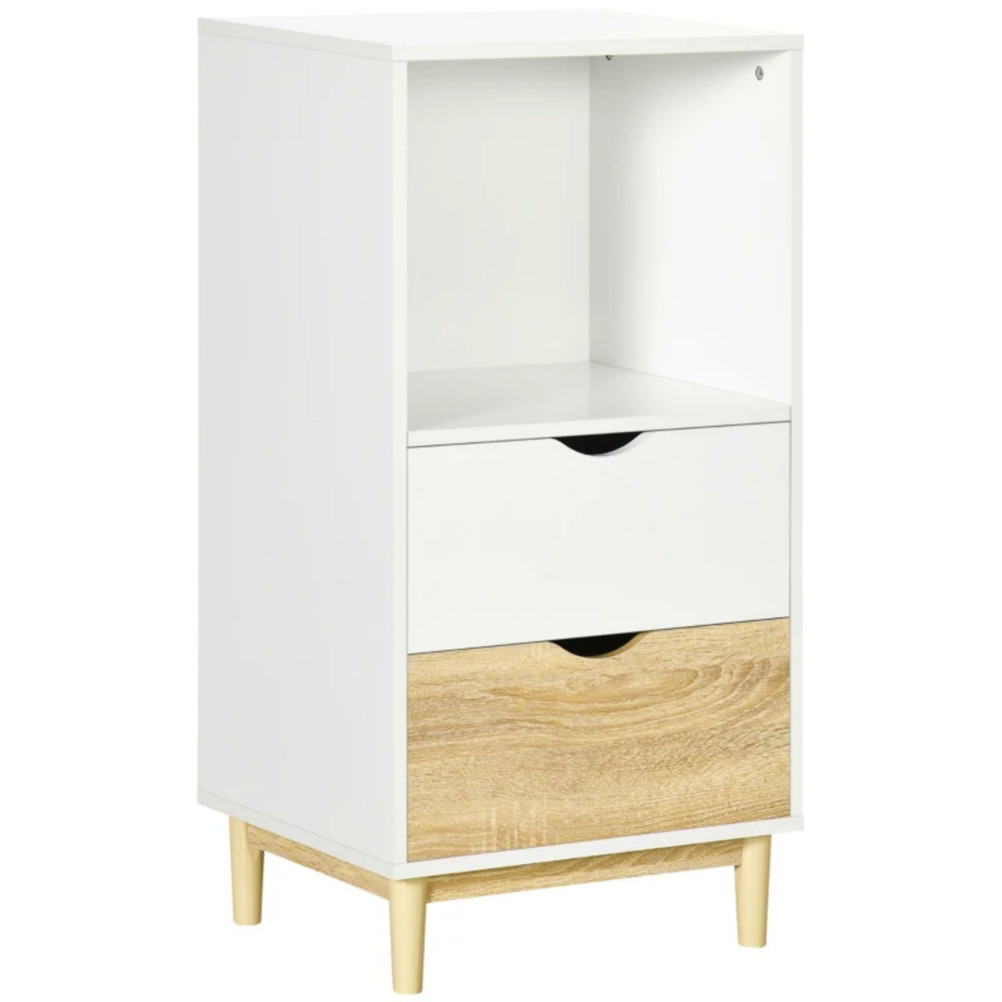 Modern Storage Cabinet White Small Bookcase Contemporary Bedside Table Shelving Unit