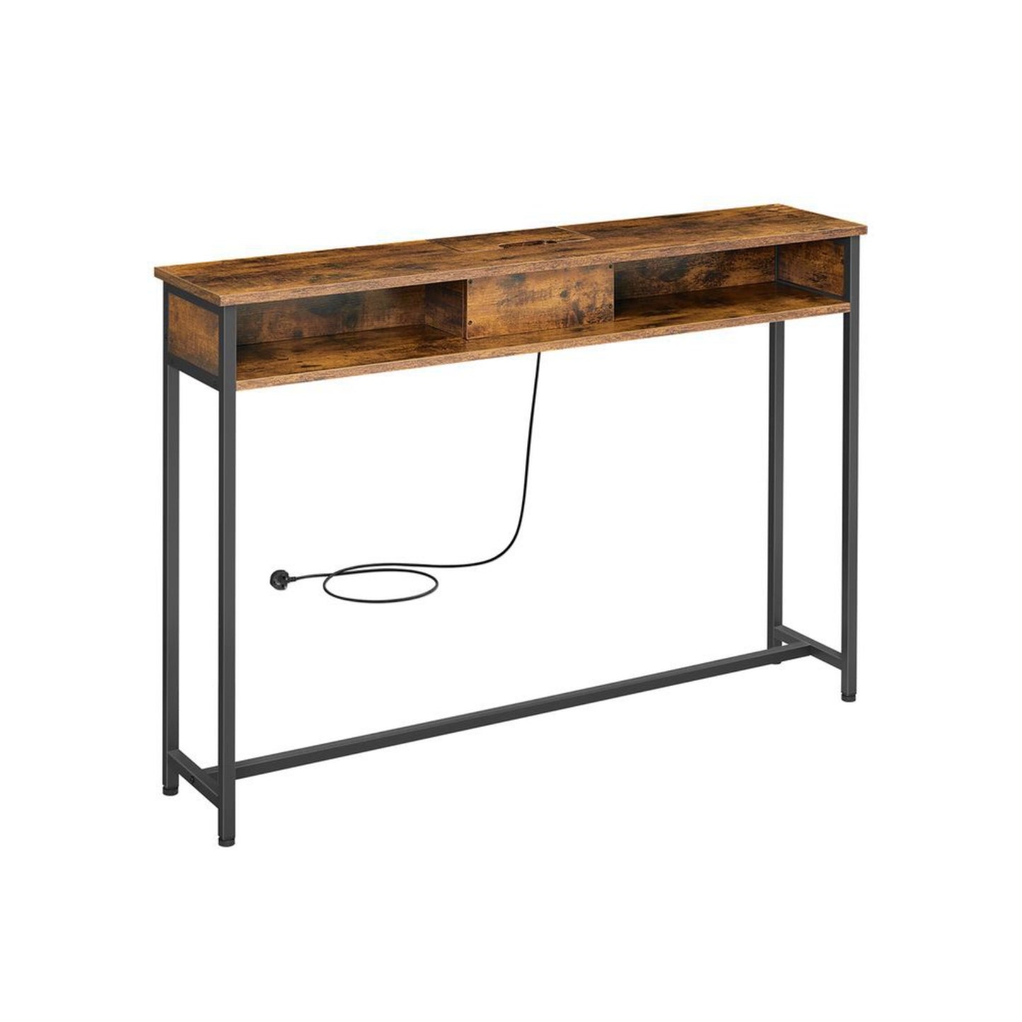 Narrow Console Table Industrial Slim Hallway Modern Storage Display Rack USB