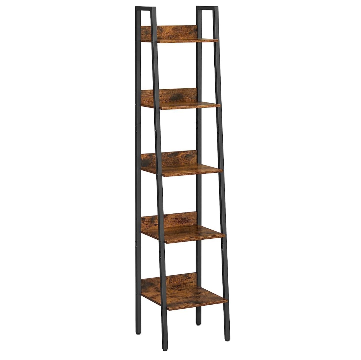 Tall Ladder Bookcase Industrial Shelving Unit Rustic Narrow Storage Bookshelf