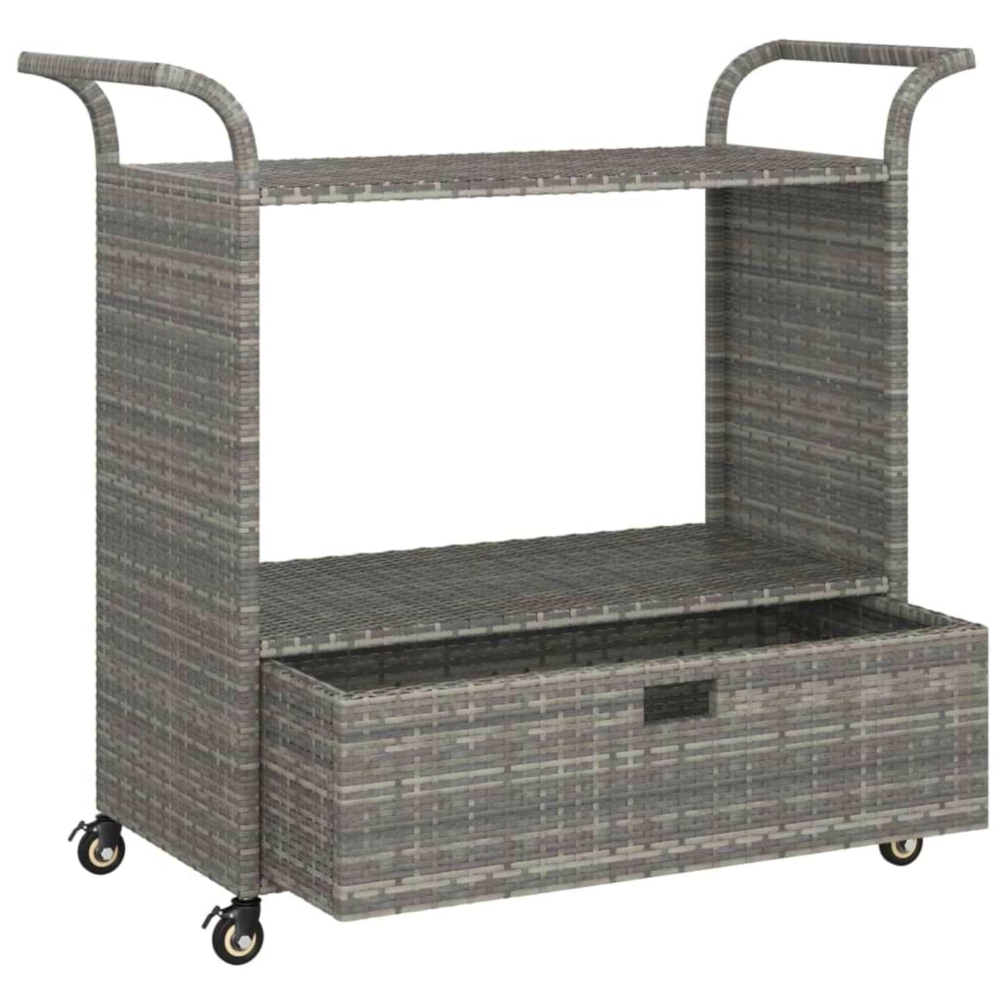 Copy of Garden Drinks Trolley Rattan Grey Outdoor Storage Cart Patio Bar Serving Table