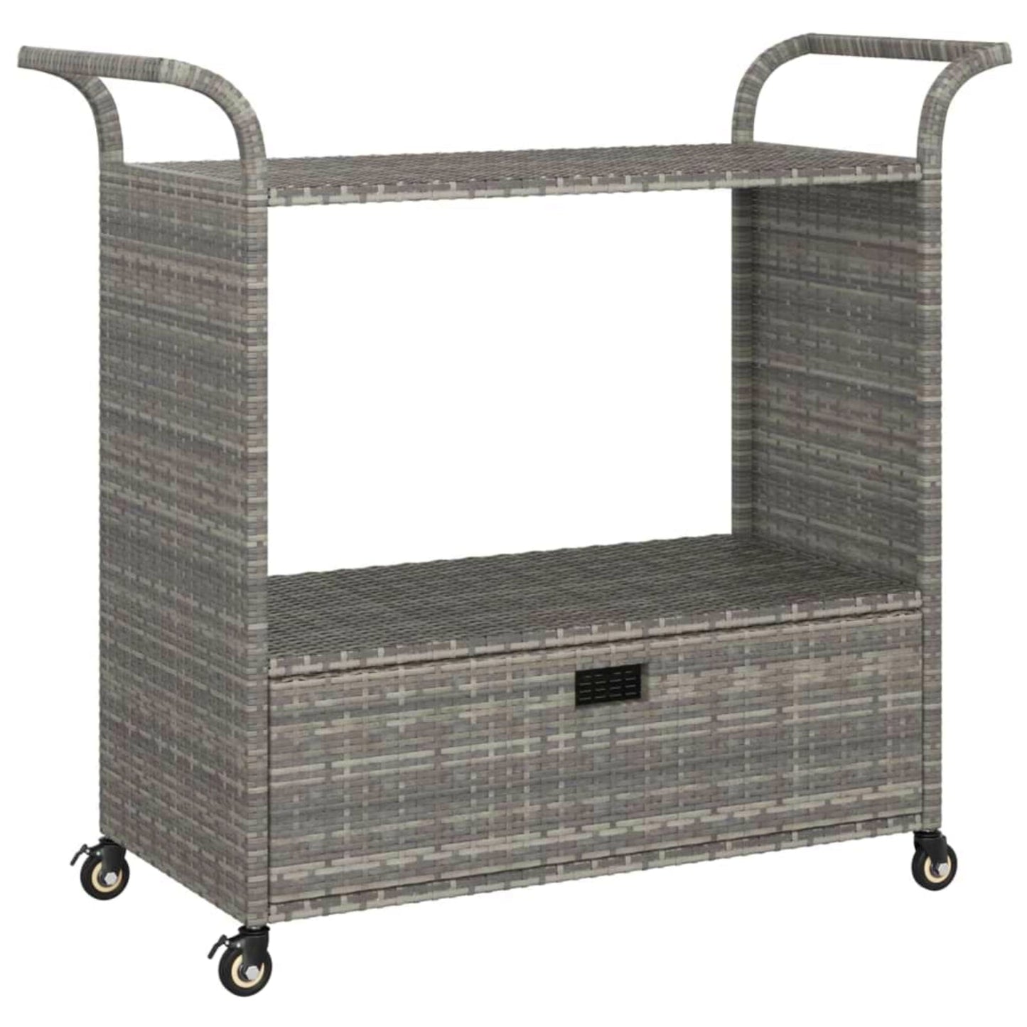 Copy of Garden Drinks Trolley Rattan Grey Outdoor Storage Cart Patio Bar Serving Table