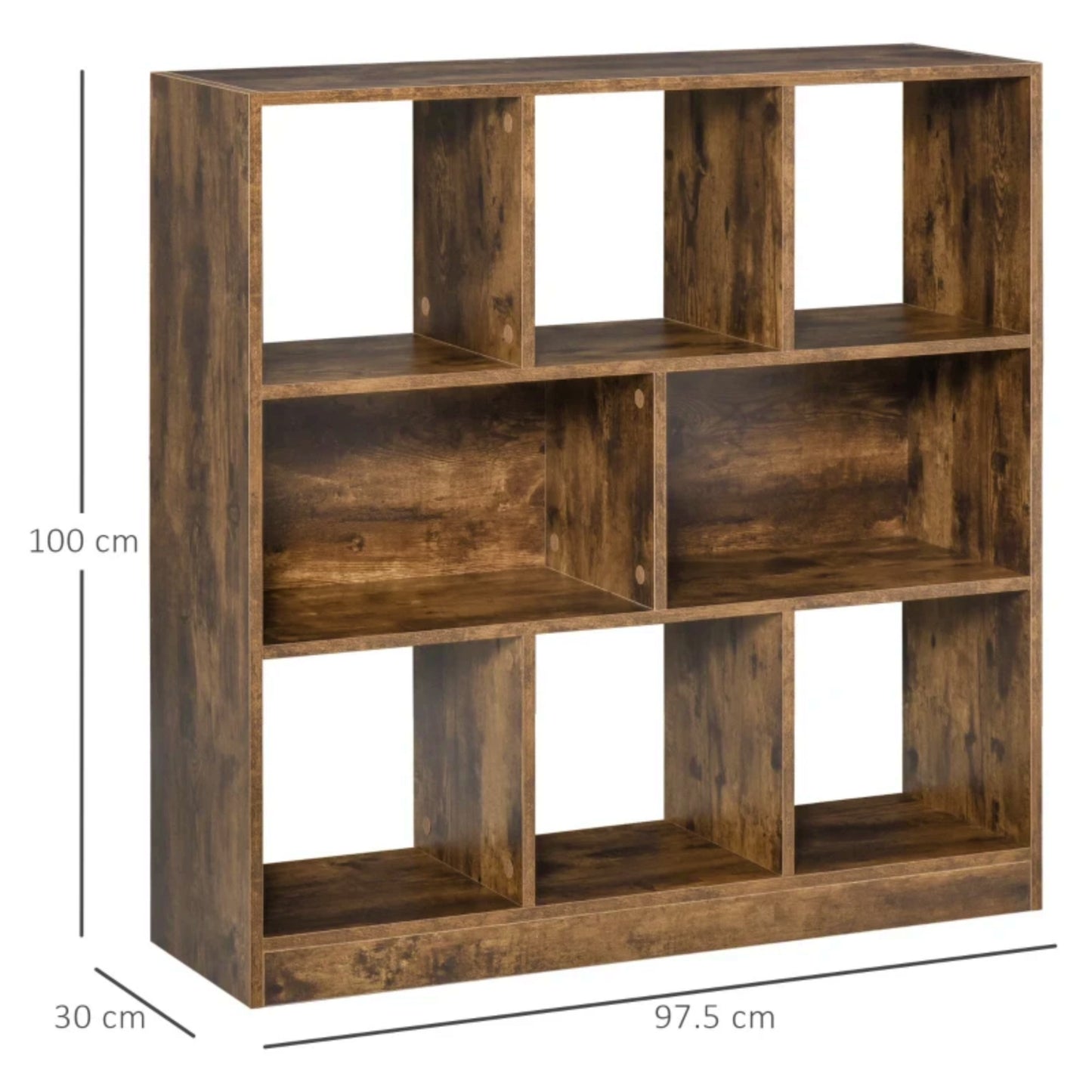 Rustic Narrow Bookcase Vintage Shelving Unit Cube Storage Bookshelf Display Unit