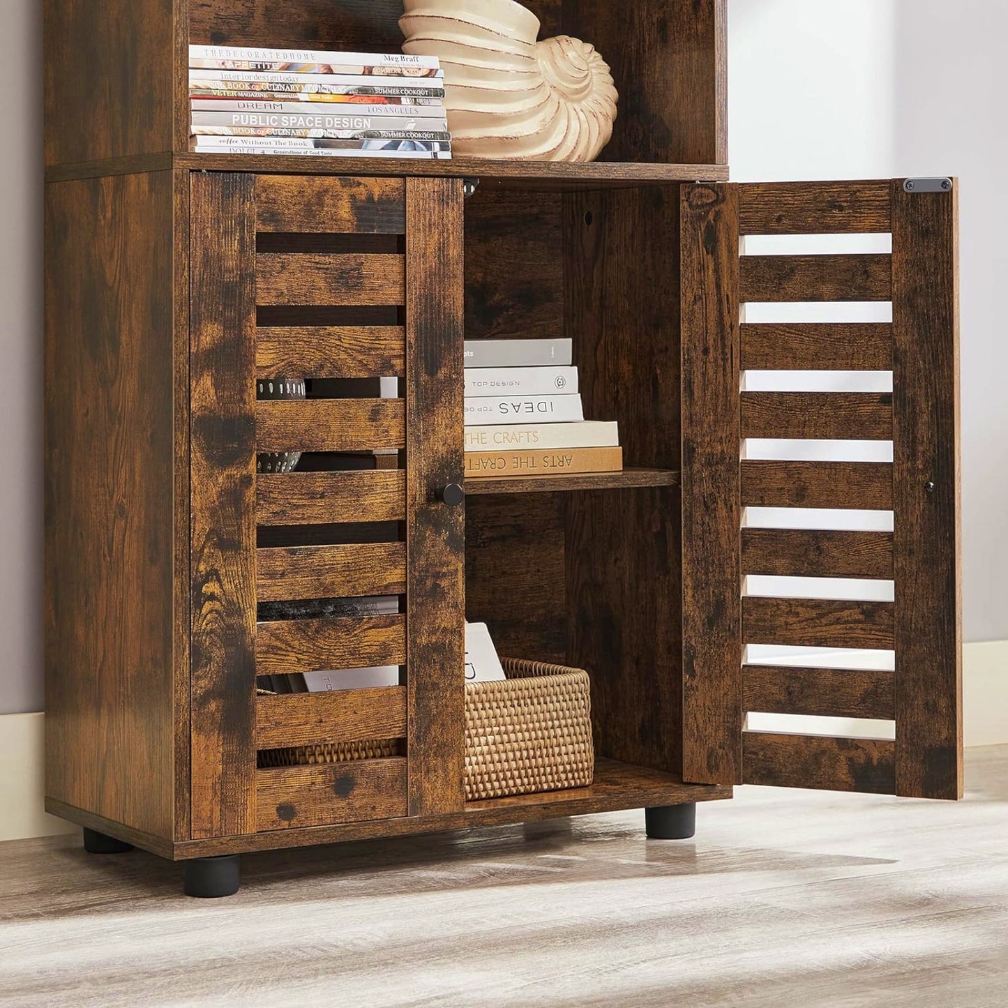 Rustic Storage Cabinet Vintage Bookcase Tall Bathroom Cupboard Kitchen Rack