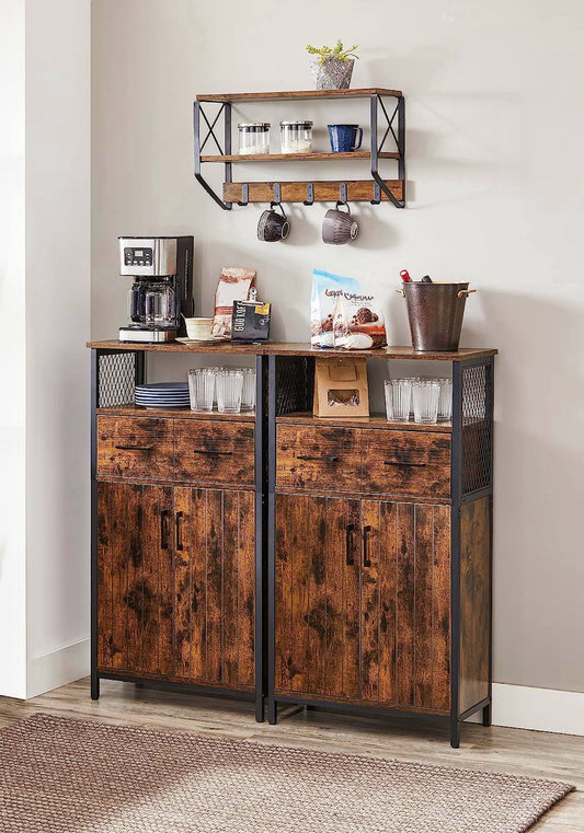 Rustic Storage Cabinet Industrial Slim Sideboard Hall Console Kitchen Cupboard