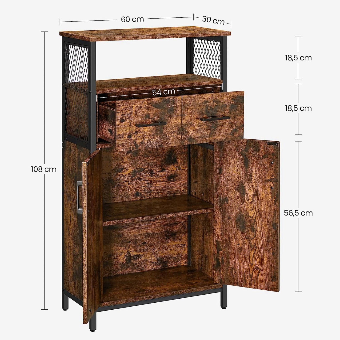 Rustic Storage Cabinet Industrial Slim Sideboard Hall Console Kitchen Cupboard