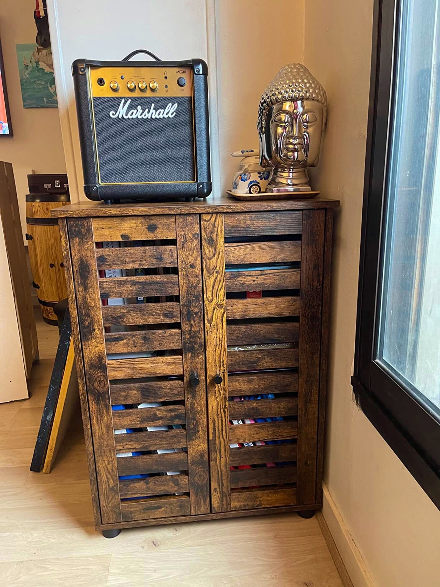 Vintage Storage Cabinet Rustic Narrow Console Table Hallway Bathroom Cupboard