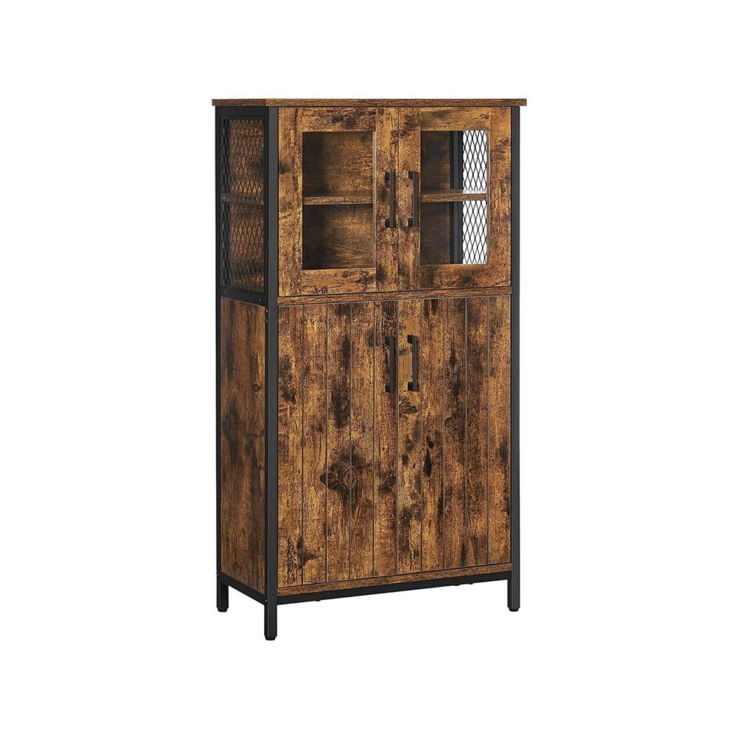 Rustic Storage Cabinet Vintage Kitchen Cupboard Office Industrial Shelving Unit