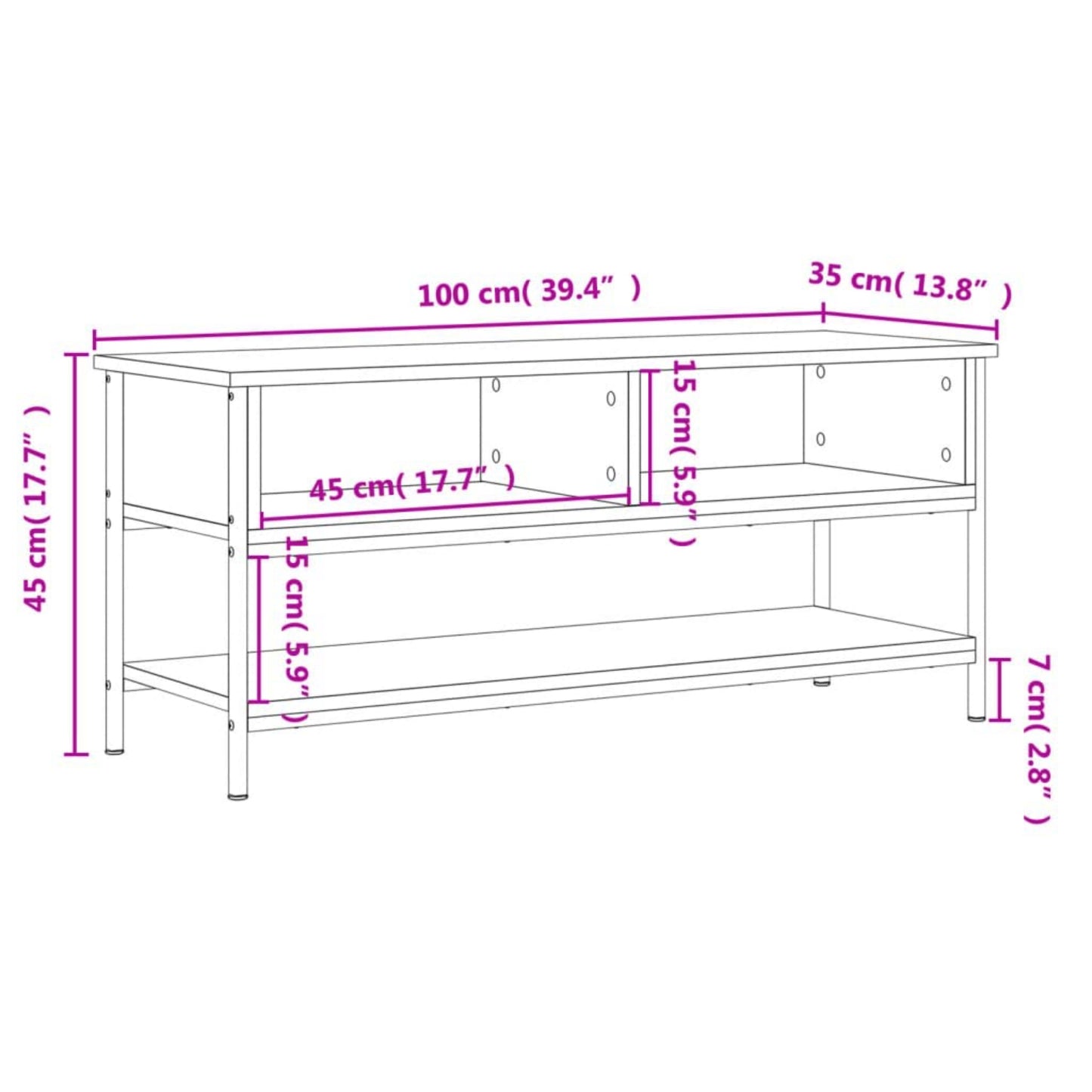 Industrial TV Unit Vintage Wood Metal Media Stand Living Room Storage Console