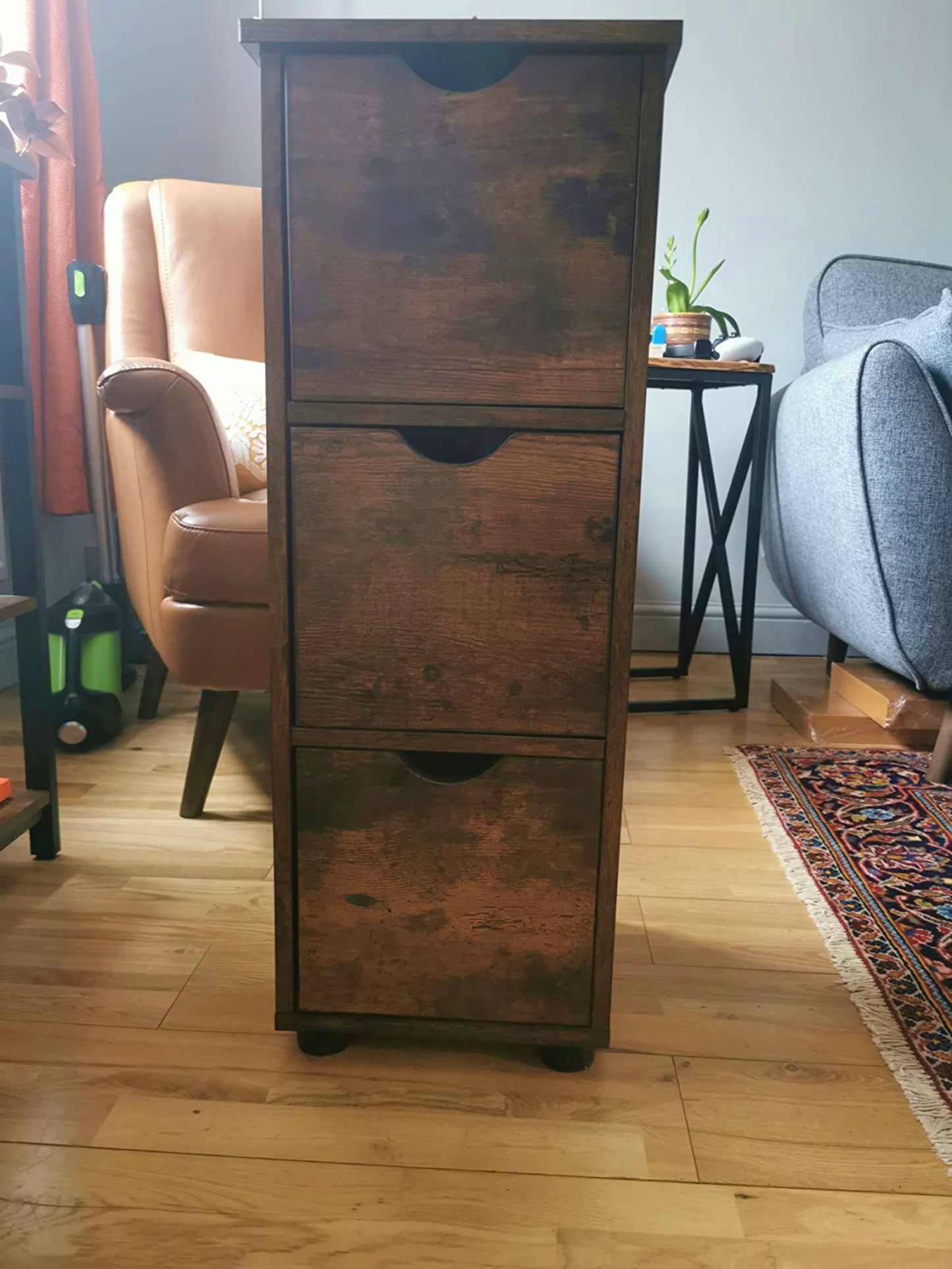 Slim Storage Cabinet Bathroom Toiletry Sideboard Vintage Brown Hallway Cupboard