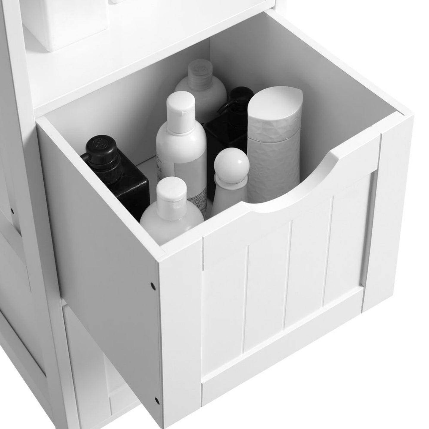 Bathroom Storage Cabinet White Slim Towel Storage Cupboard Tall Toiletry Shelving Unit