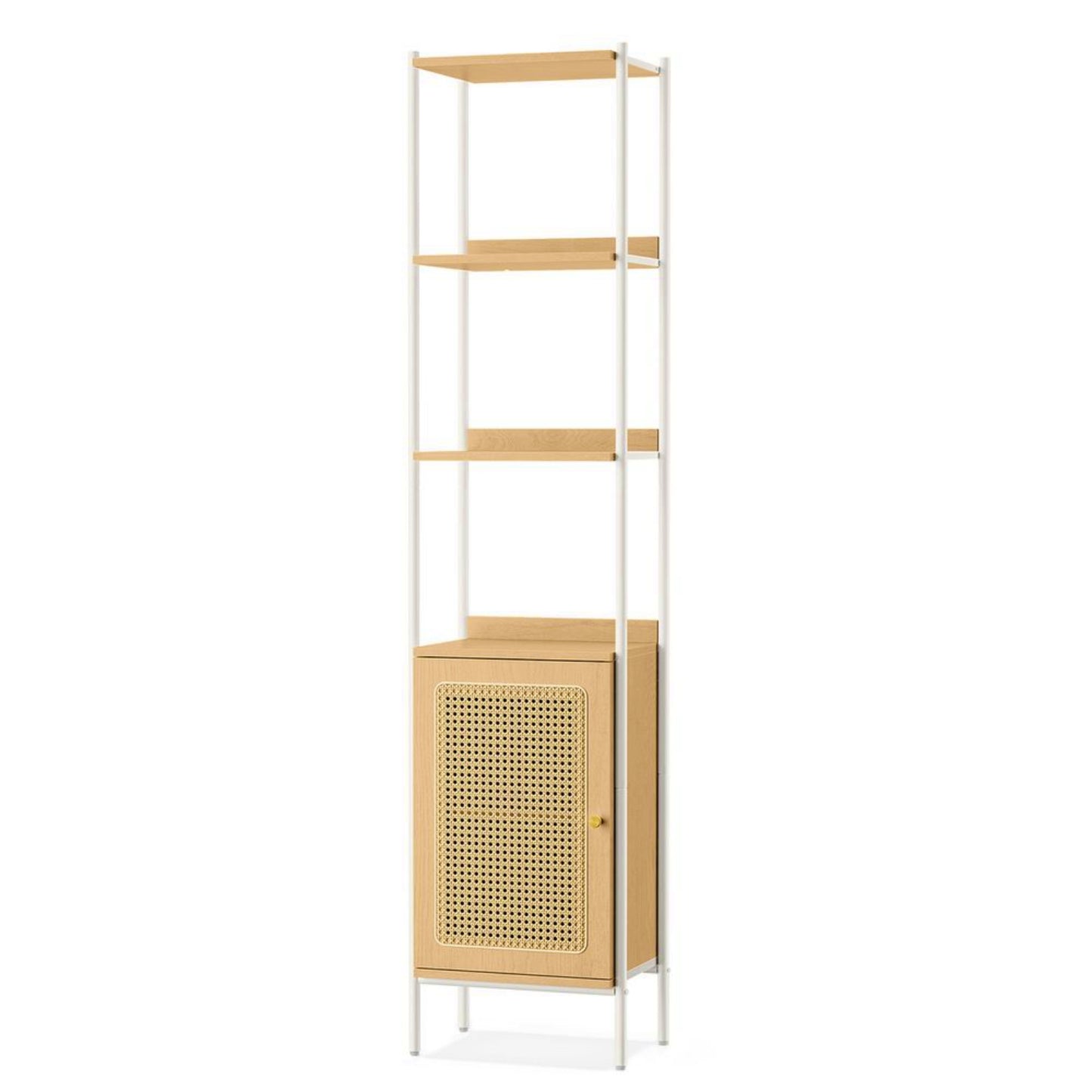 Country Storage Cabinet Tall Slim Bookcase Modern Display Shelving Unit Metal