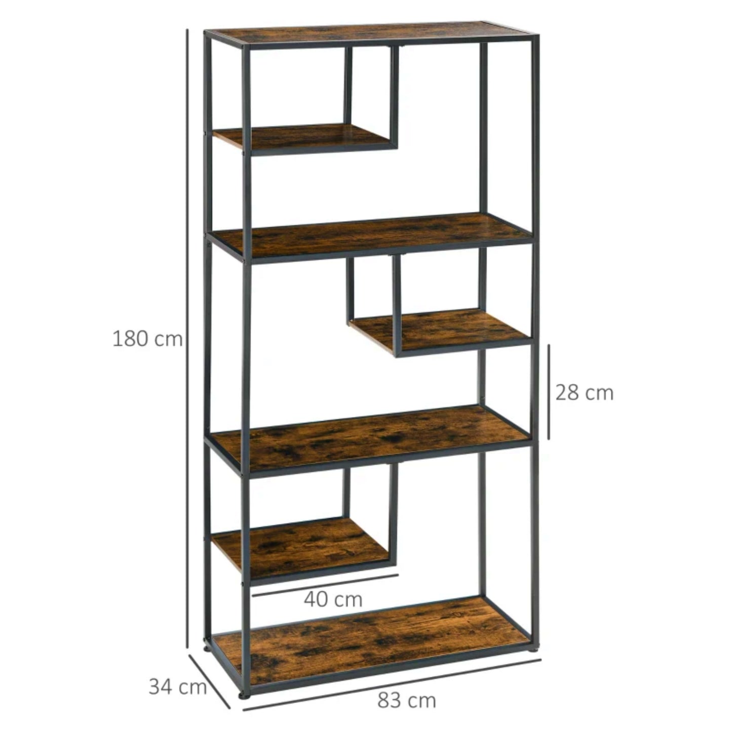 Tall Industrial Bookcase Modern Metal Shelving Unit Large Rustic Bookshelf Slim Storage Cabinet