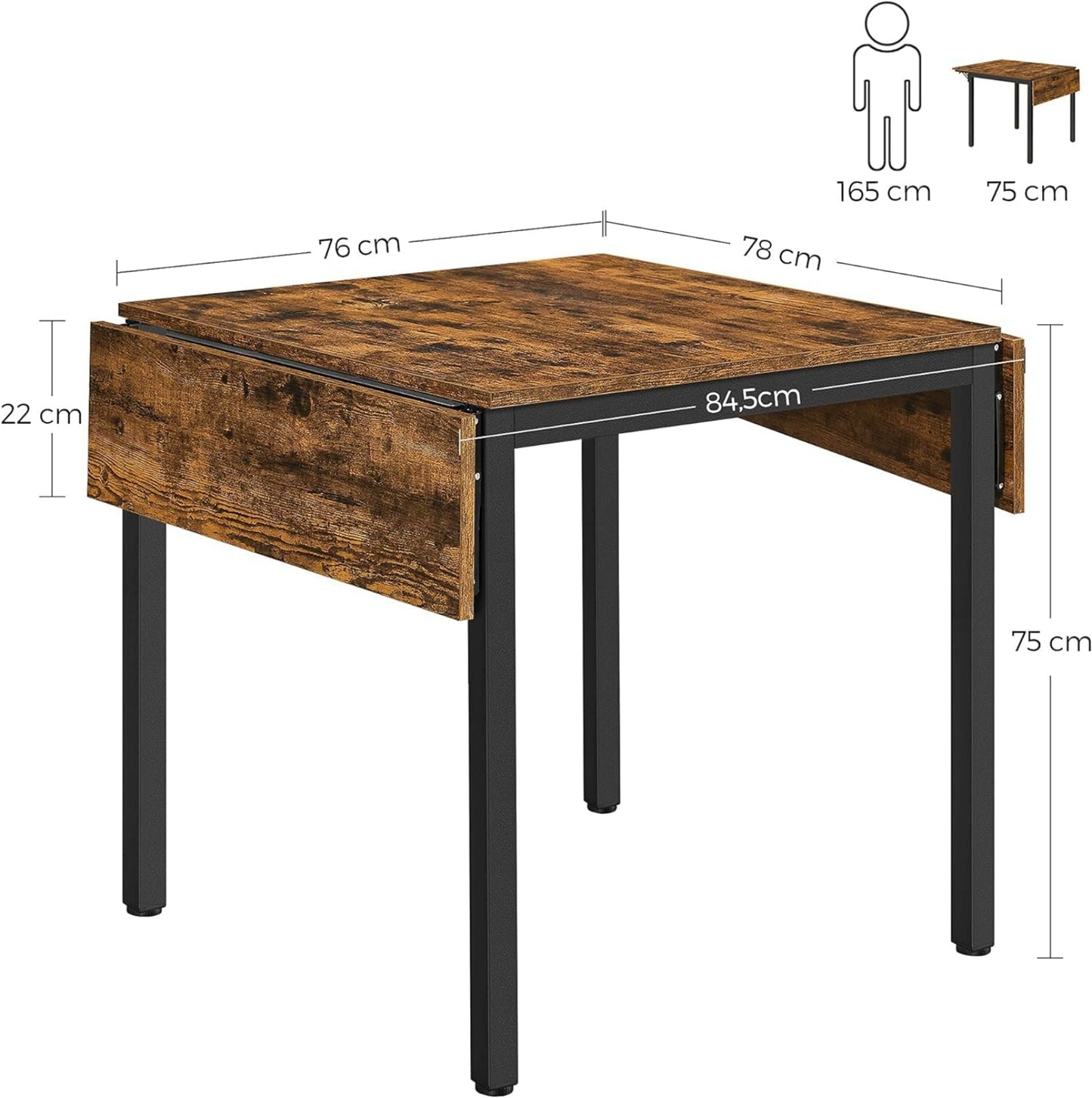 Vintage Dining Table Industrial Kitchen Breakfast Bar Extendable Brunch Office Desk