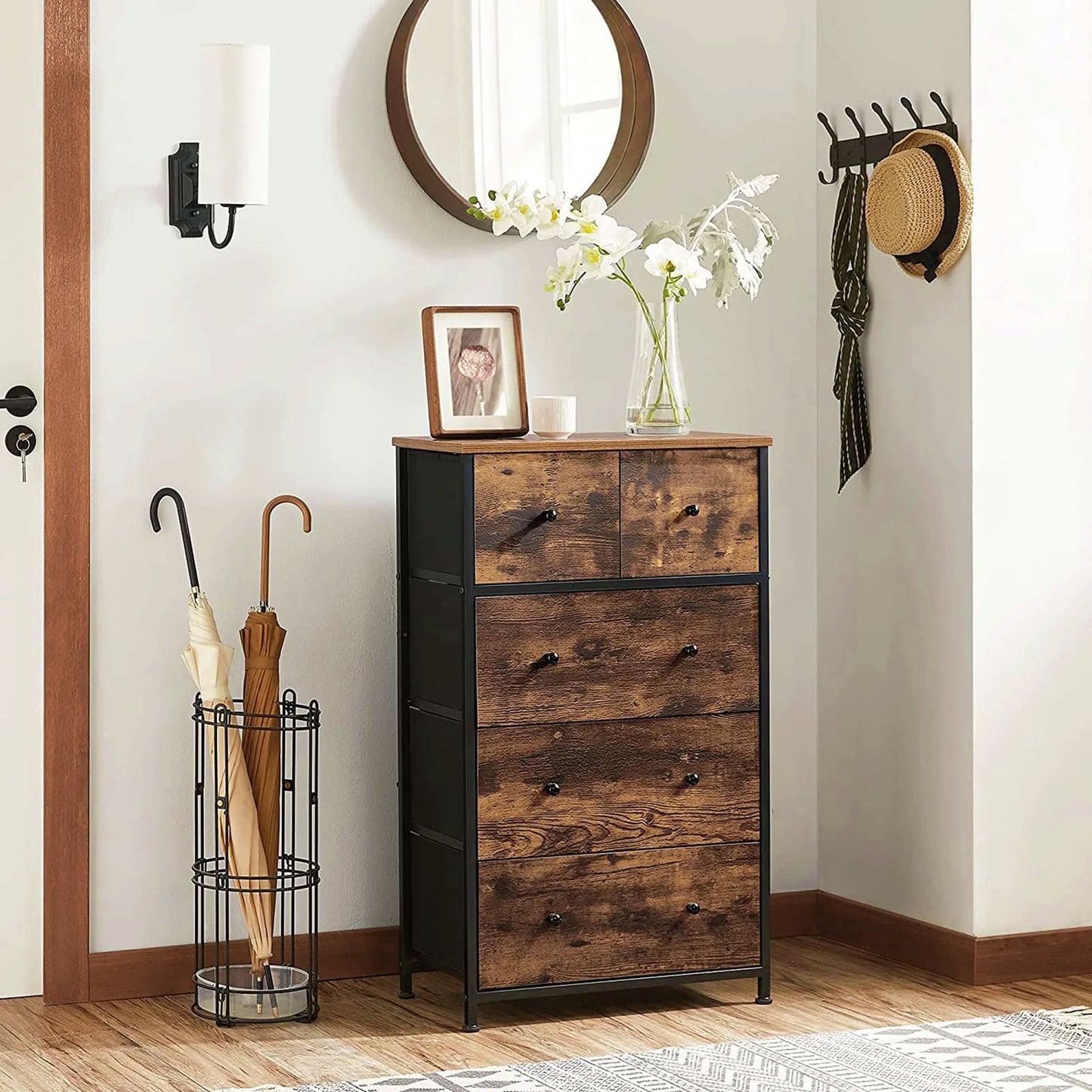 Rustic Drawer Chest Clothes Storage Unit Modern Bedroom Dresser Office Furniture