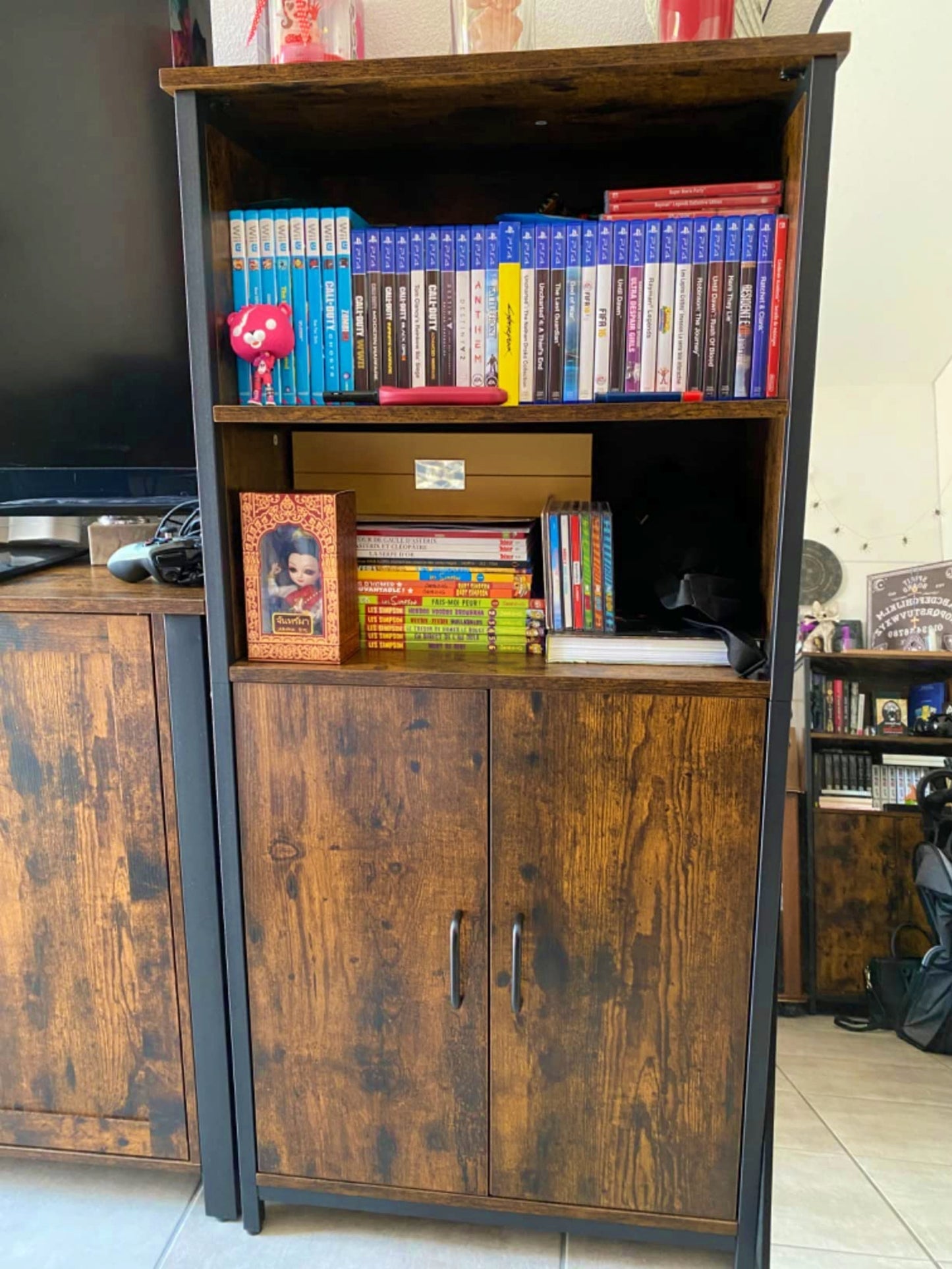 Vintage Storage Cabinet Industrial Kitchen Cupboard Rustic Office Shelving Unit