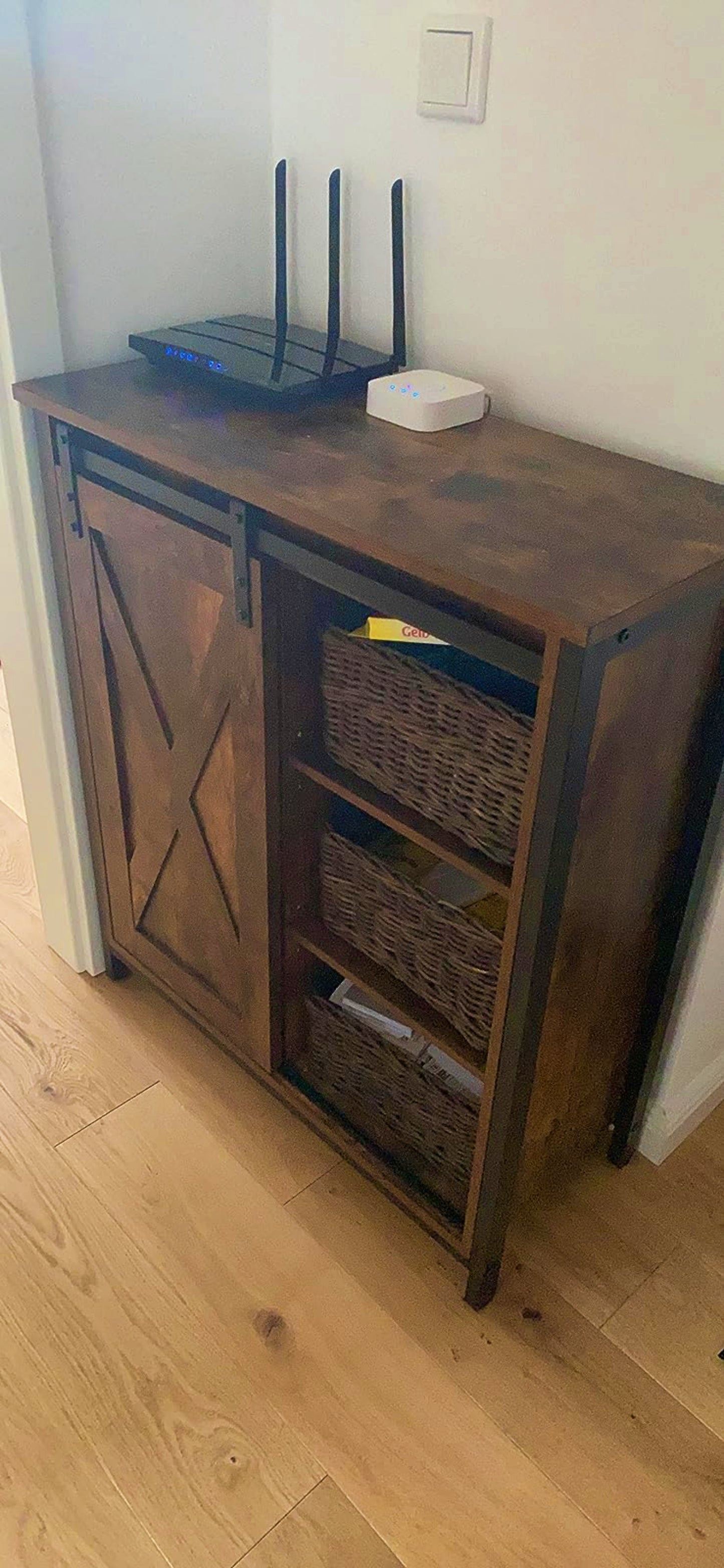 Vintage Industrial Cabinet Rustic Narrow Sideboard Kitchen Bathroom Storage Unit