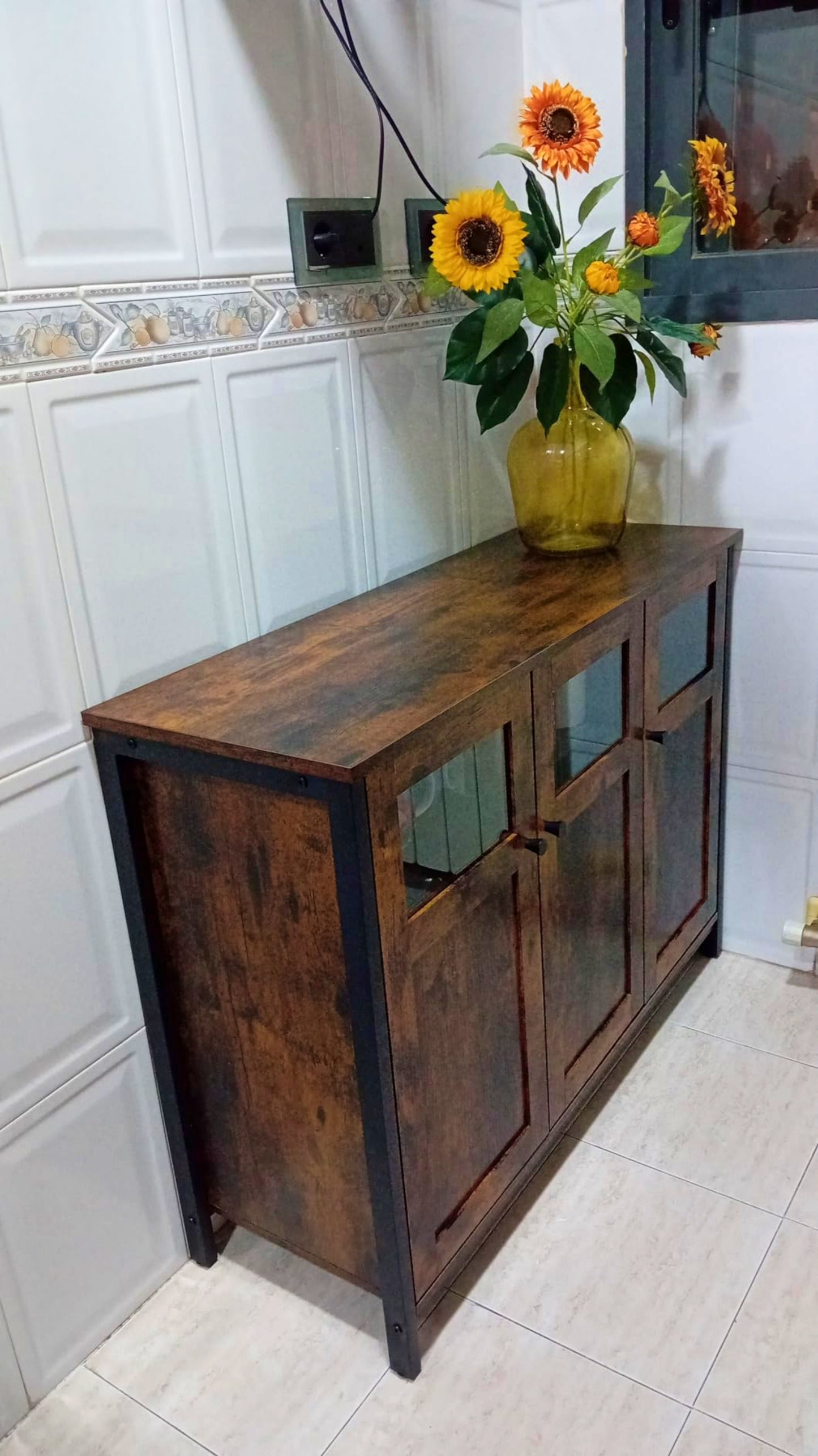 Vintage Storage Sideboard Industrial Dining Cabinet Large Rustic Hallway Console