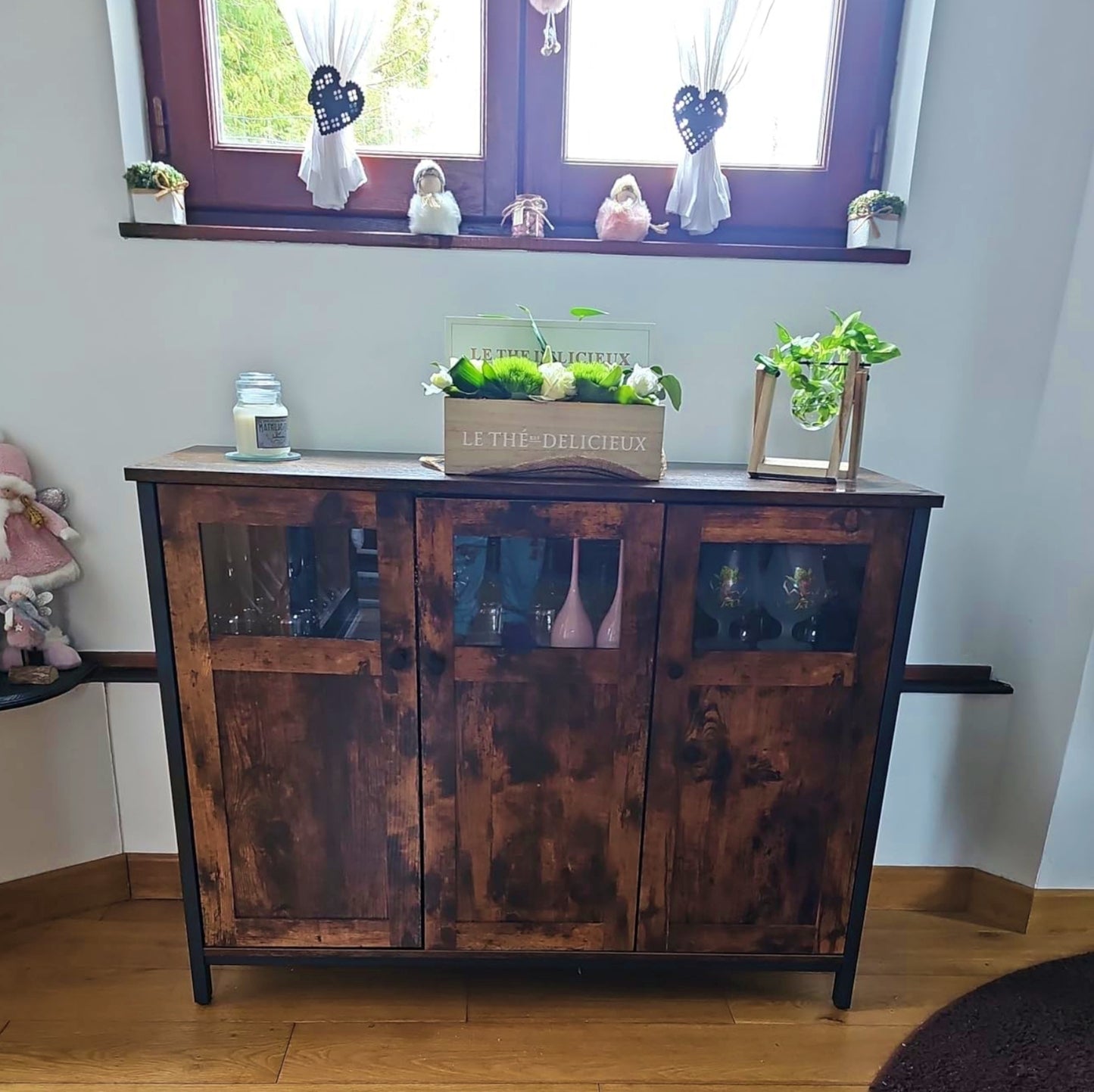 Vintage Storage Sideboard Industrial Dining Cabinet Large Rustic Hallway Console