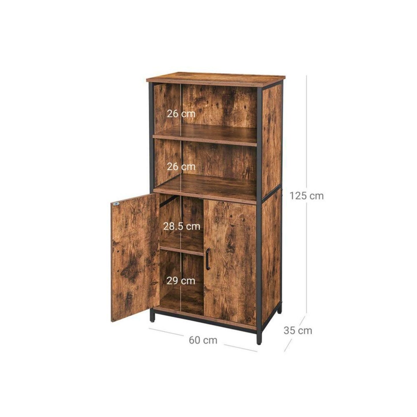 Vintage Storage Cabinet Industrial Kitchen Cupboard Rustic Office Shelving Unit