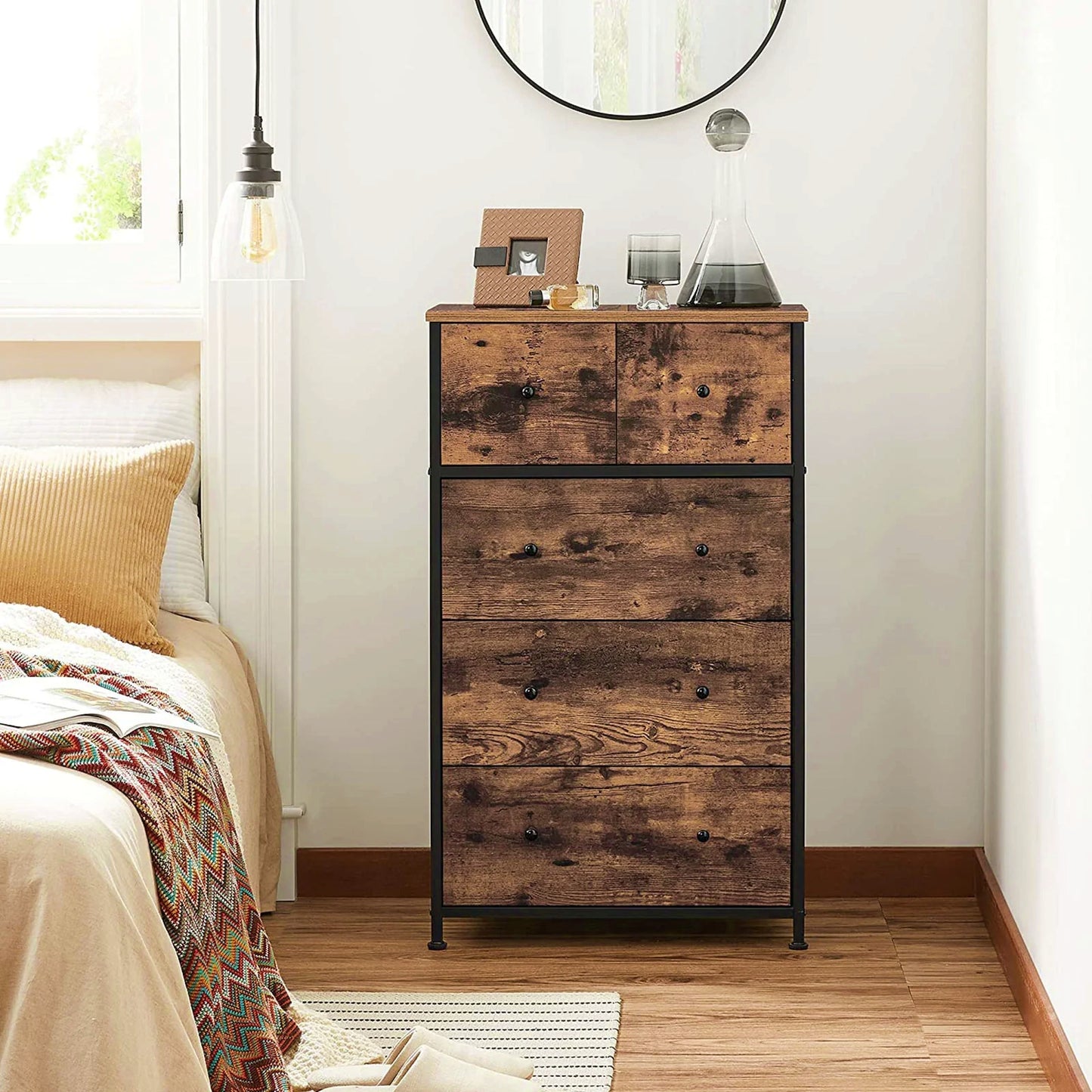 Rustic Drawer Chest Clothes Storage Unit Modern Bedroom Dresser Office Furniture