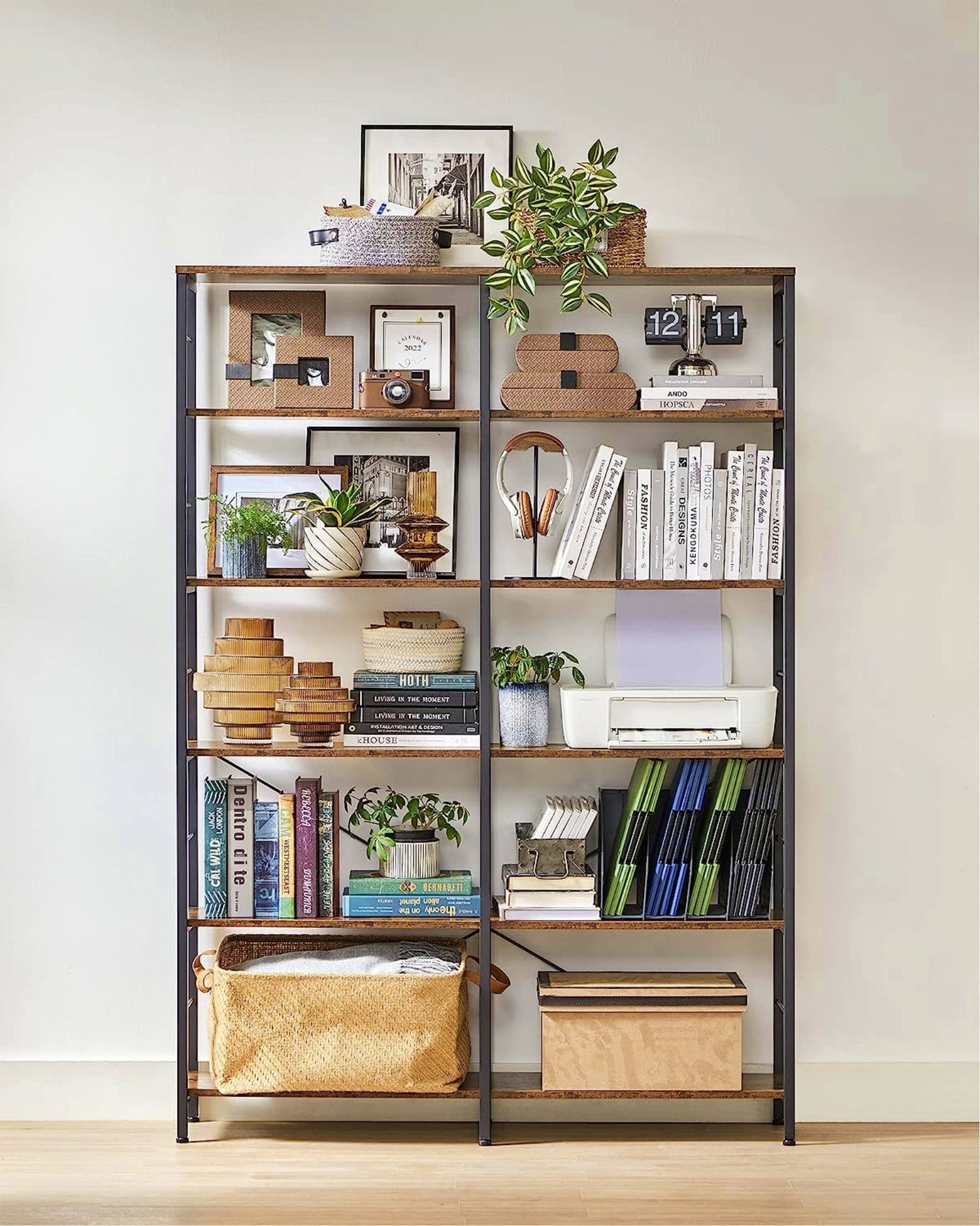 Large Industrial Bookcase Modern Shelving Unit Home Office Storage Bookshelf