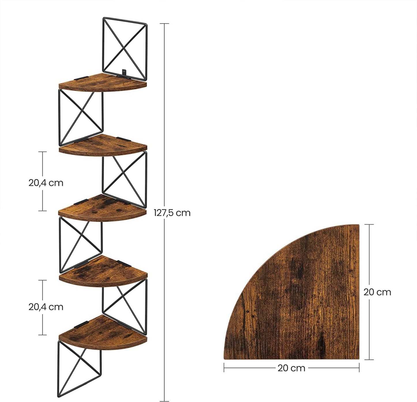 Floating Shelving Unit Modern Corner Bookshelf Industrial Wall Mounted Bookcase