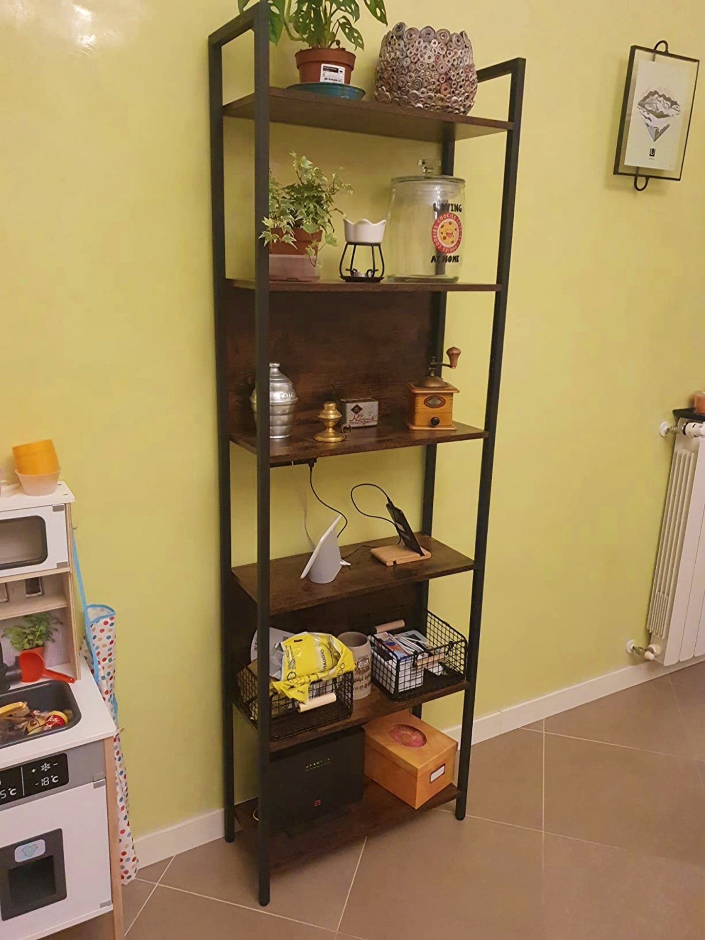 Modern Tall Bookcase Industrial Shelving Unit Home Office Storage Bookshelf