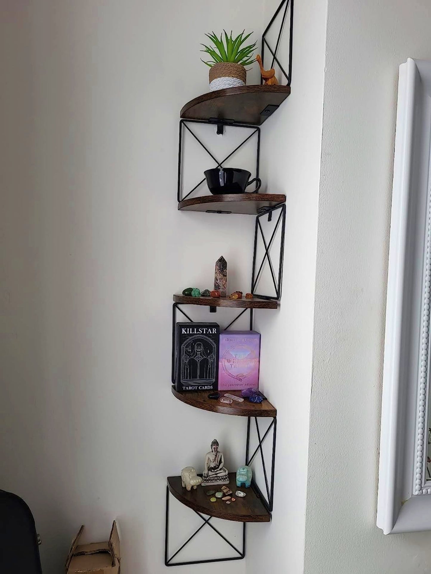 Floating Shelving Unit Modern Corner Bookshelf Industrial Wall Mounted Bookcase