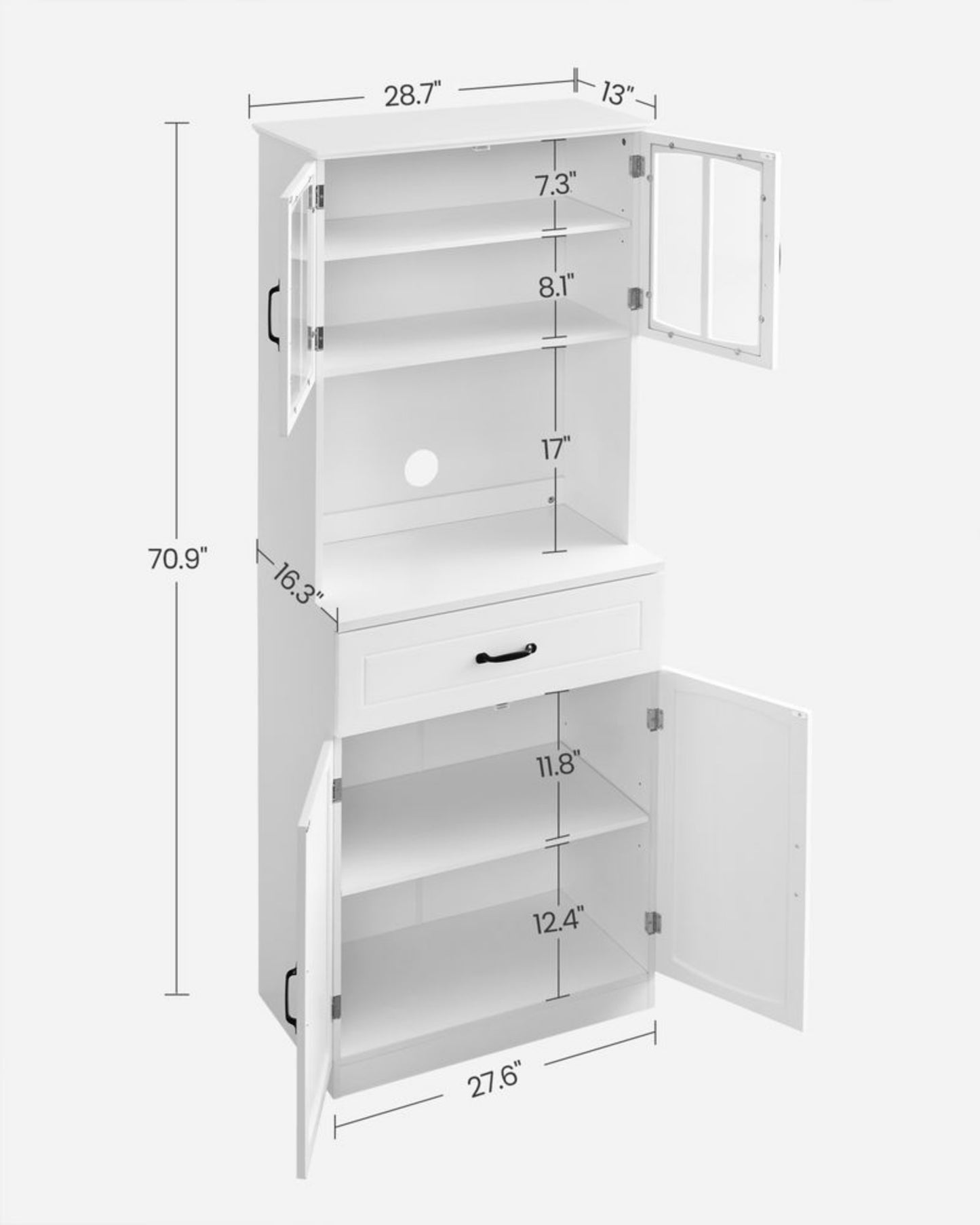 Kitchen Storage Cabinet Country Tall Cupboard Large Rustic Bookcase Display Unit