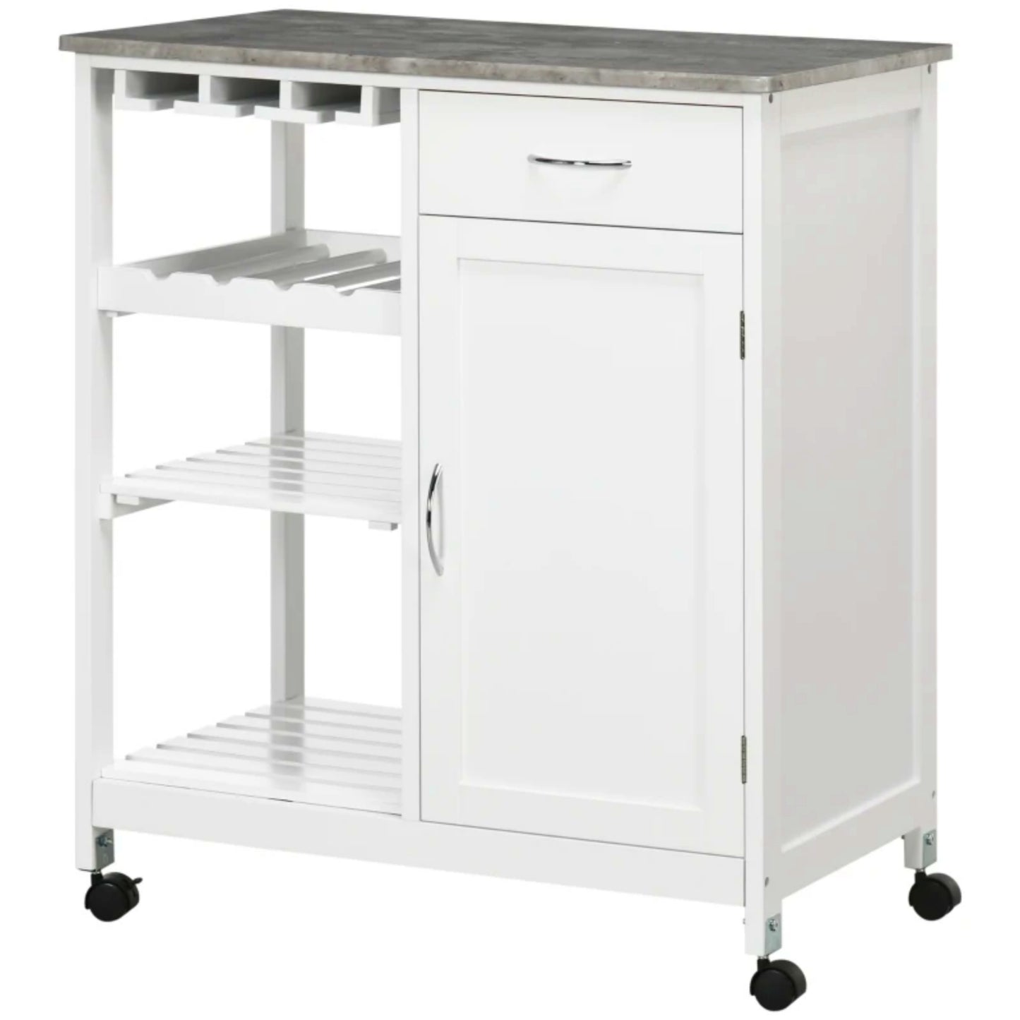 Kitchen Storage Trolley White Wine Cabinet Vegetables Rack Wooden Pantry Island