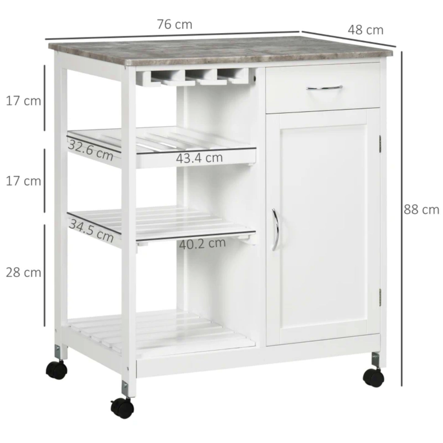 Kitchen Storage Trolley White Wine Cabinet Vegetables Rack Wooden Pantry Island